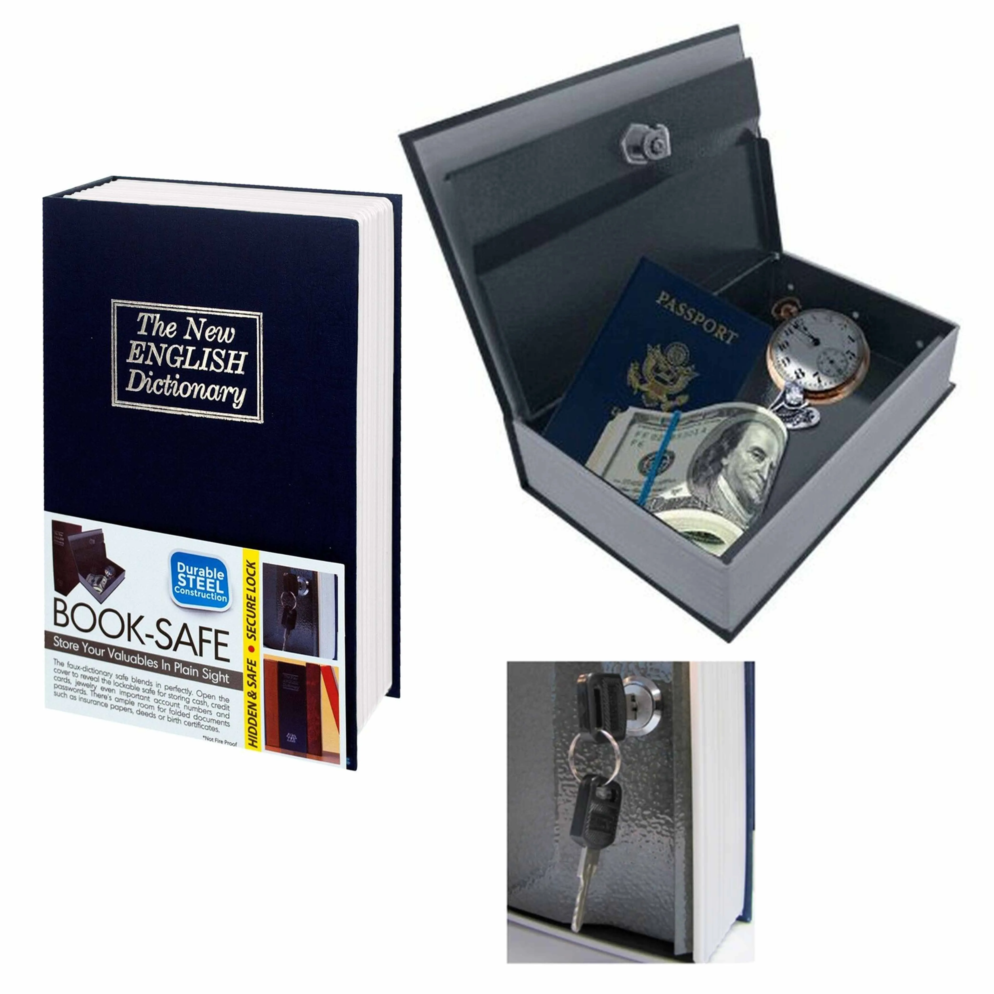 1 Dictionary Hidden Book Safe Home Security Shelf Secret Hide Away Valuable Cash