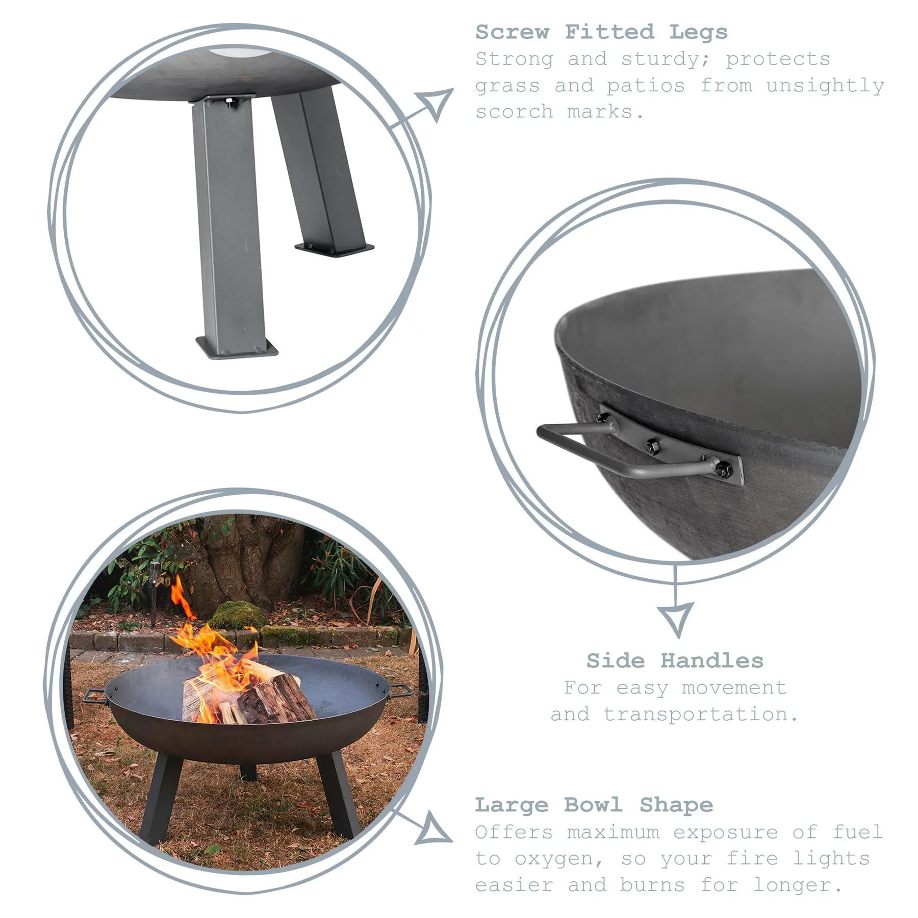 100cm Cast Iron Fire Pit - By Harbour Housewares