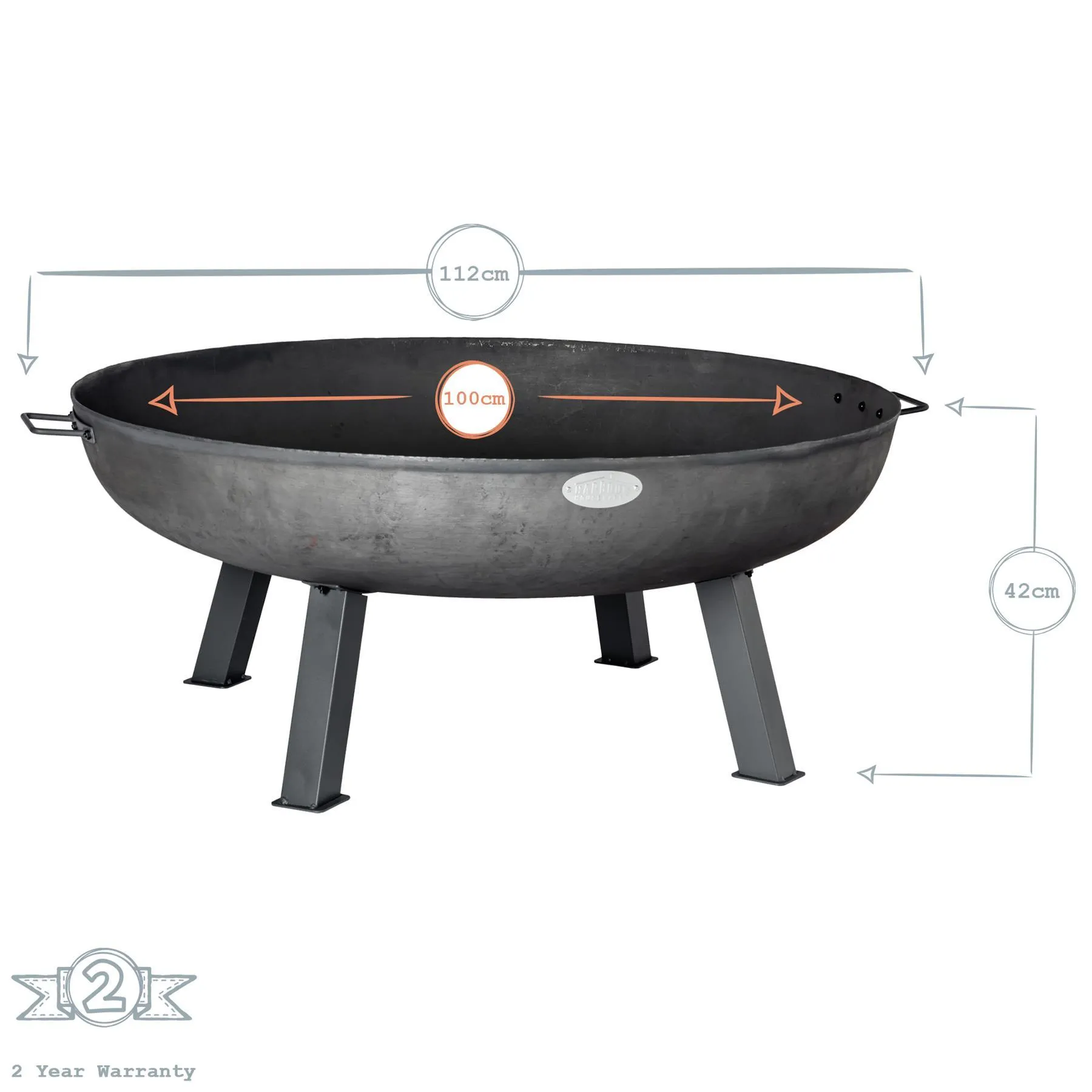 100cm Cast Iron Fire Pit - By Harbour Housewares
