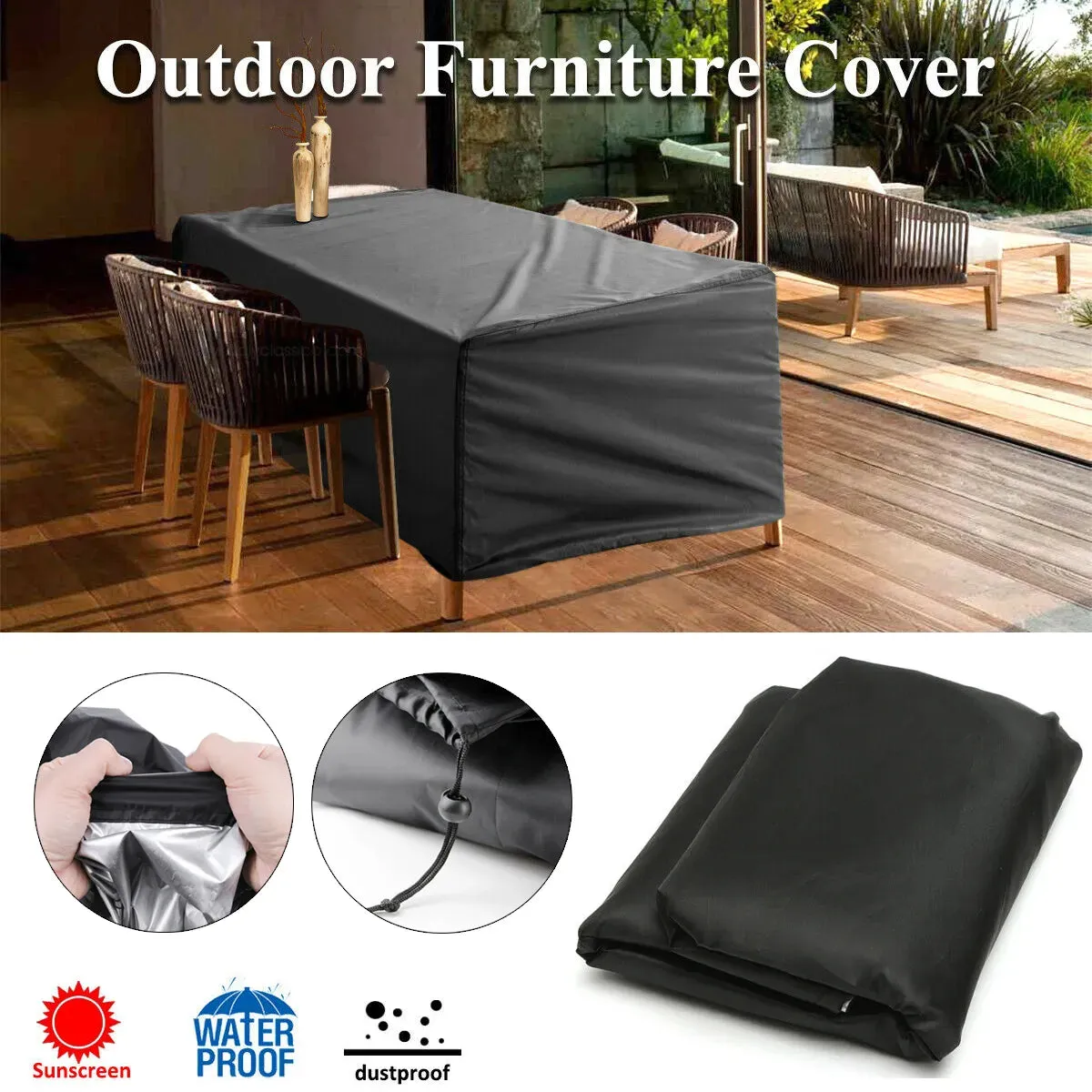 190t 210d Patio Waterproof Cover Outdoor Garden Furniture Covers Rain Snow Chair Covers for Sofa Dust Proof Cover