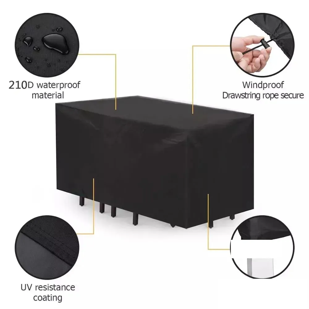 190t Waterproof Rain Snow Dust Wind-proof Anti-uv Oxford Fabric Garden Lawn Patio Furniture Covers