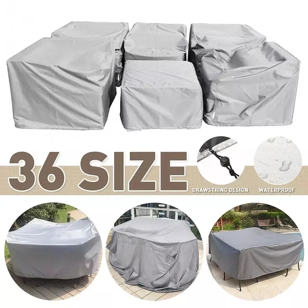 32 Sizes Furniture Cover Waterproof Outdoor Garden Patio Beach Sofa Chair Table Black Silvercovers Rain Protection Cover
