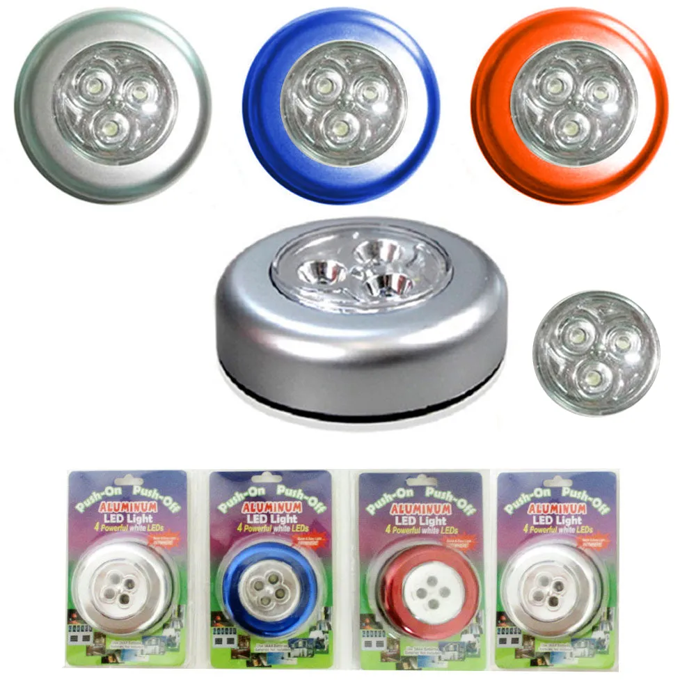 4 LED Touch Push On/Off Light Self-Stick On Click Battery Operated Lights 4 PCS