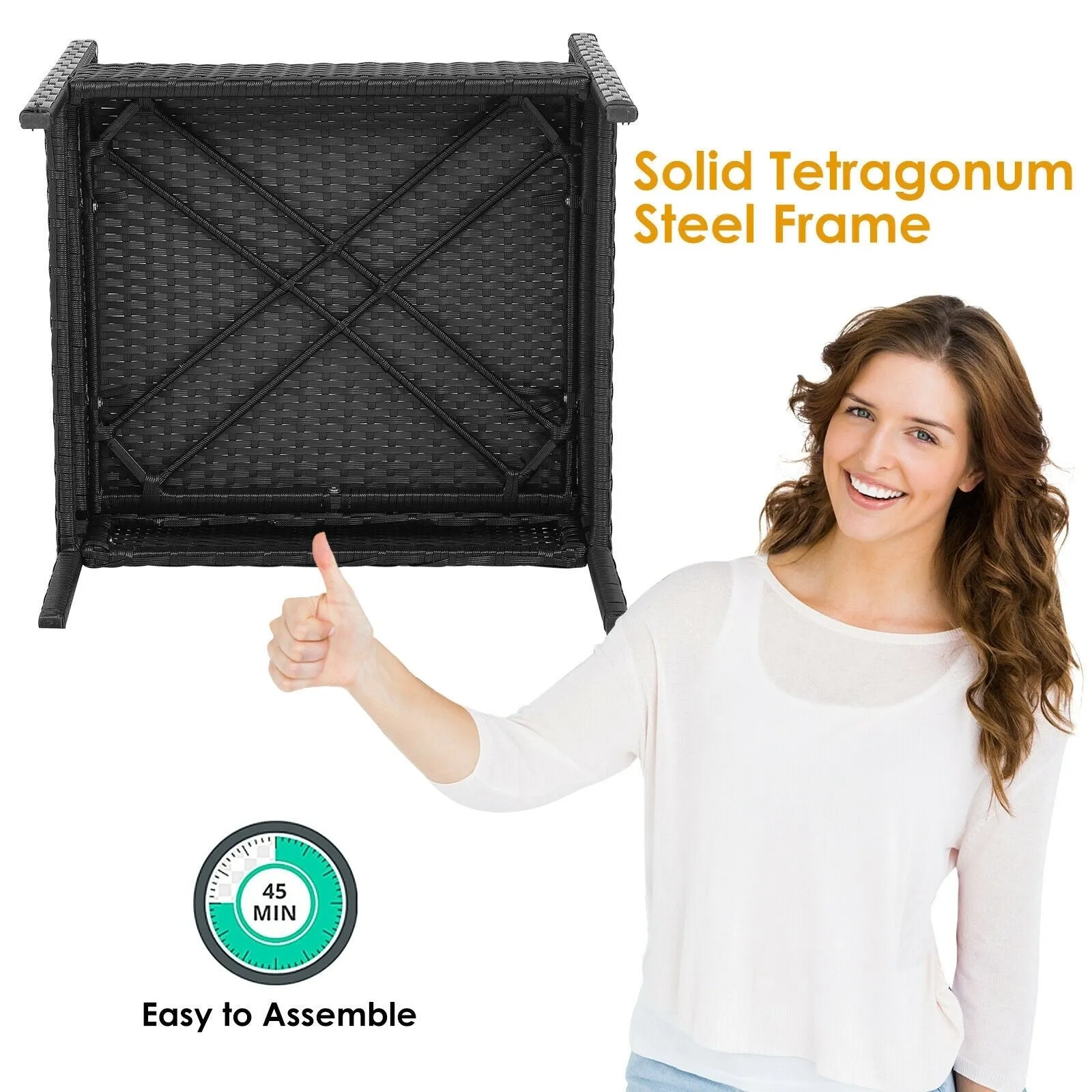 4pc Patio Rattan Furniture Set - Black