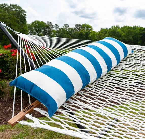 52" Long Hammock Pillow - Sunbrella Cabana Regatta