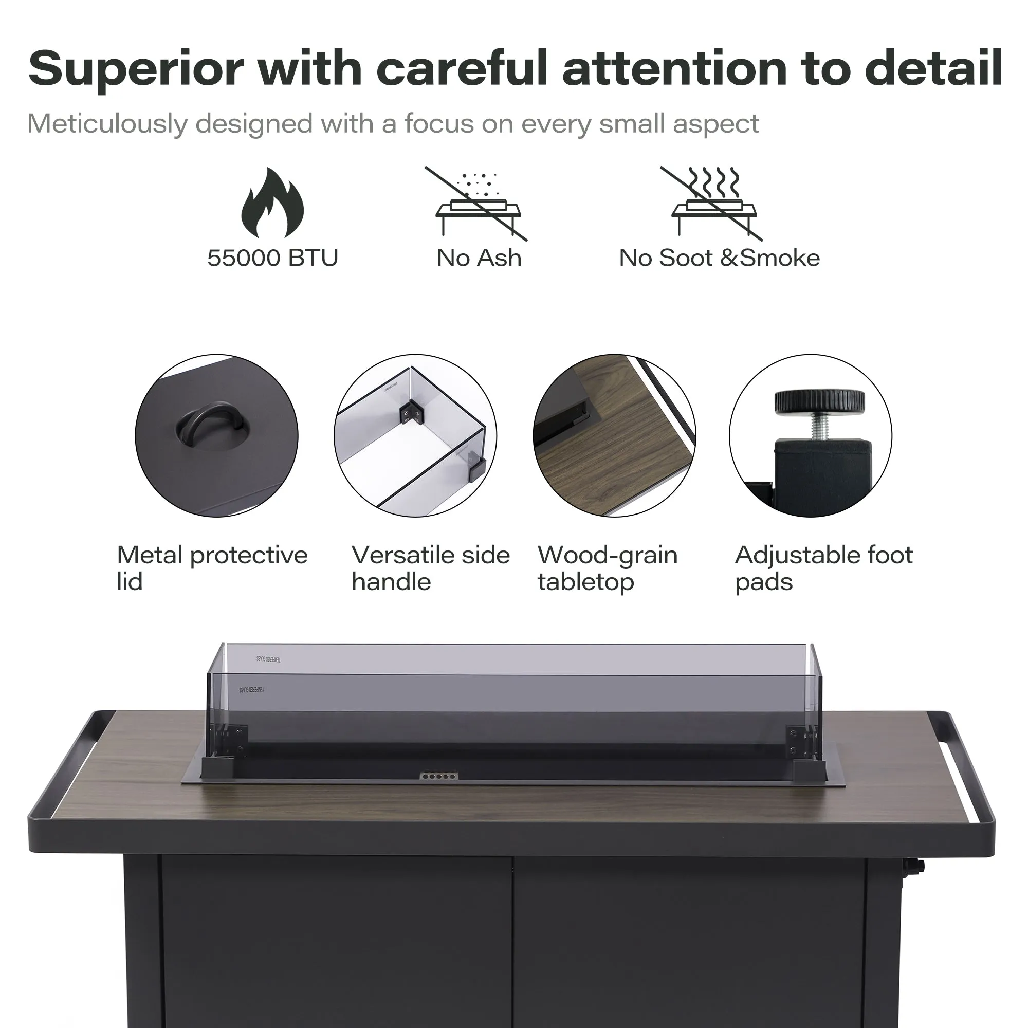 55000btu 43' Outdoor Propane Fire Pit Table （New）
