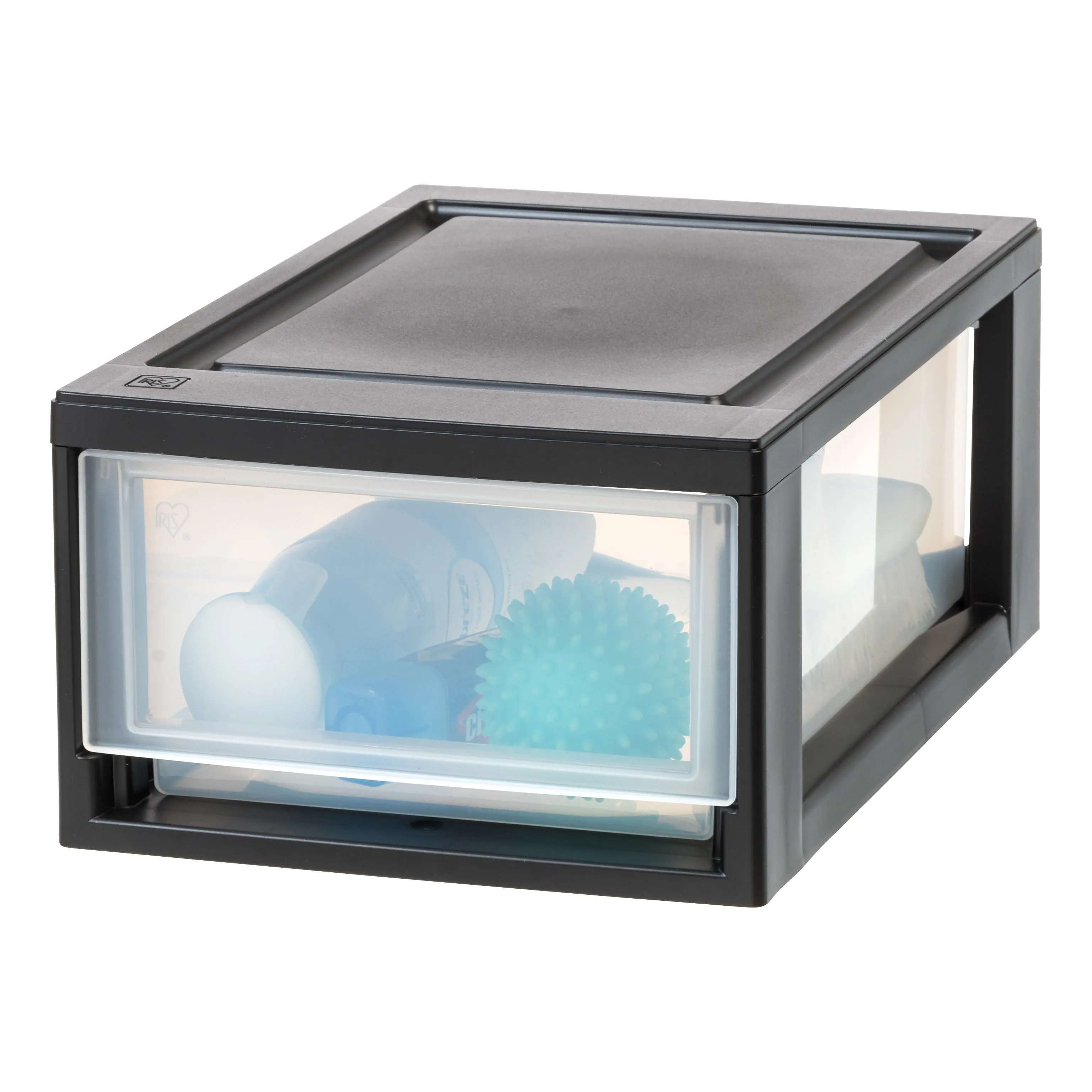 6 Quart Compact Stacking Drawer, 4 Pack, Black