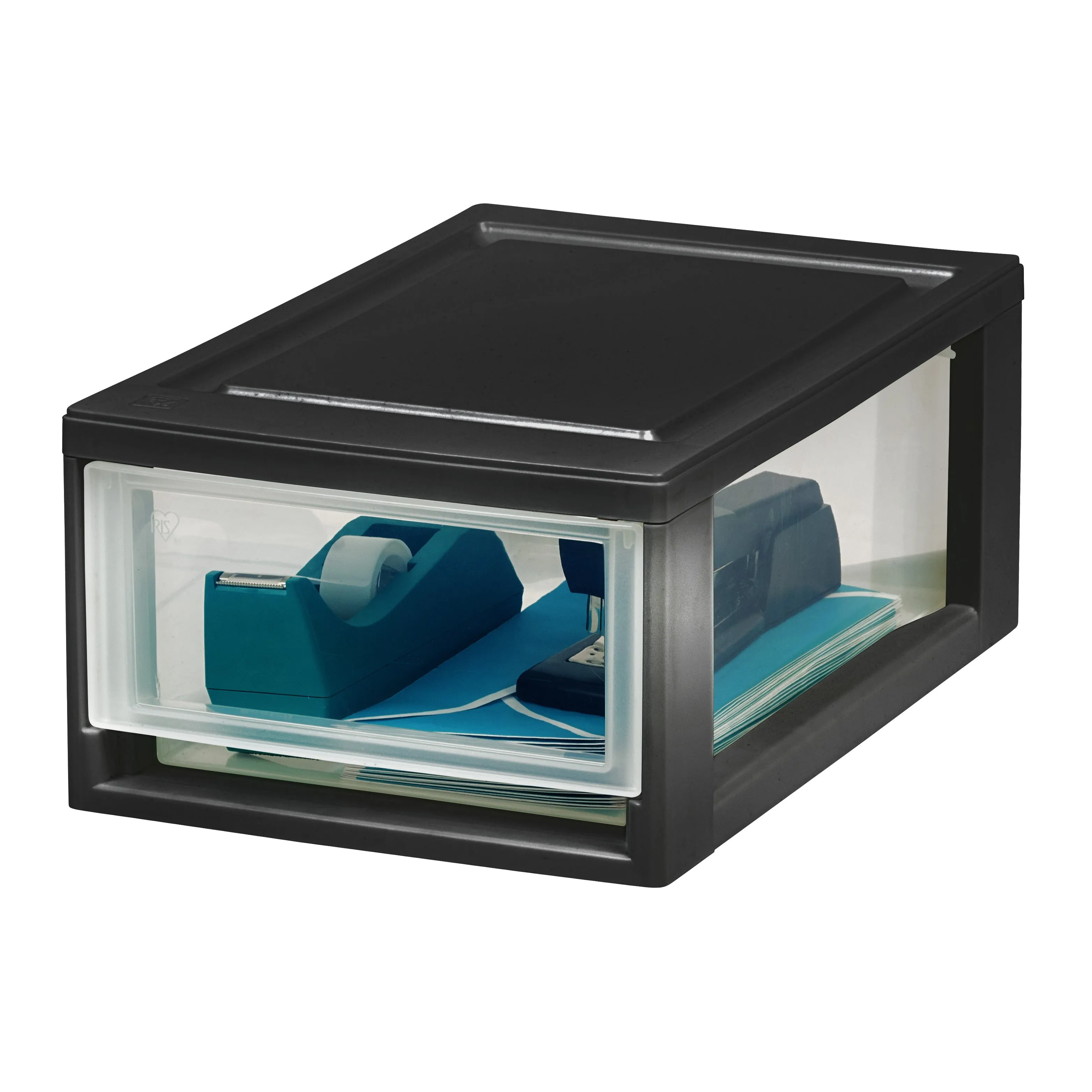 6 Quart Compact Stacking Drawer, 4 Pack, Black