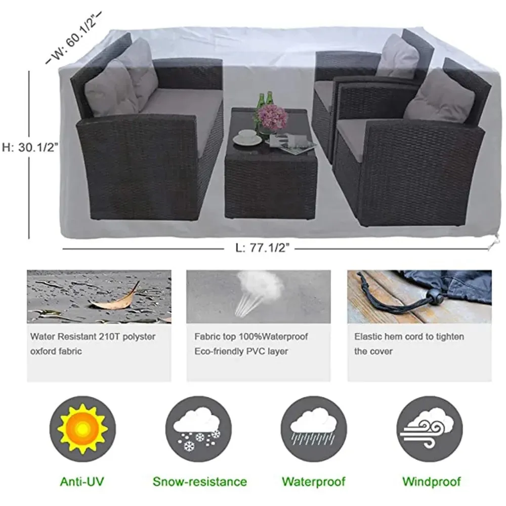 72 Sizes Outdoor Patio Garden Black Furniture Waterproof Covers Rain Snow Chair Covers Sofa Table Chair Dust Proof Cover