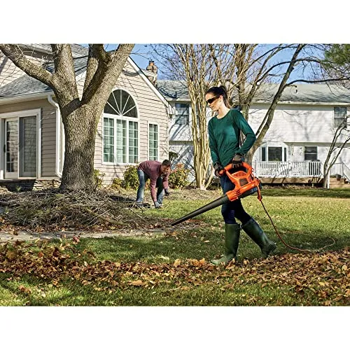 BLACK DECKER Electric Leaf Blower, Leaf Vacuum and Mulcher 3 in 1, 250 mph Airflow, 400 cfm Delivery Power, Reusable Bag Included, Corded (BEBL7000)