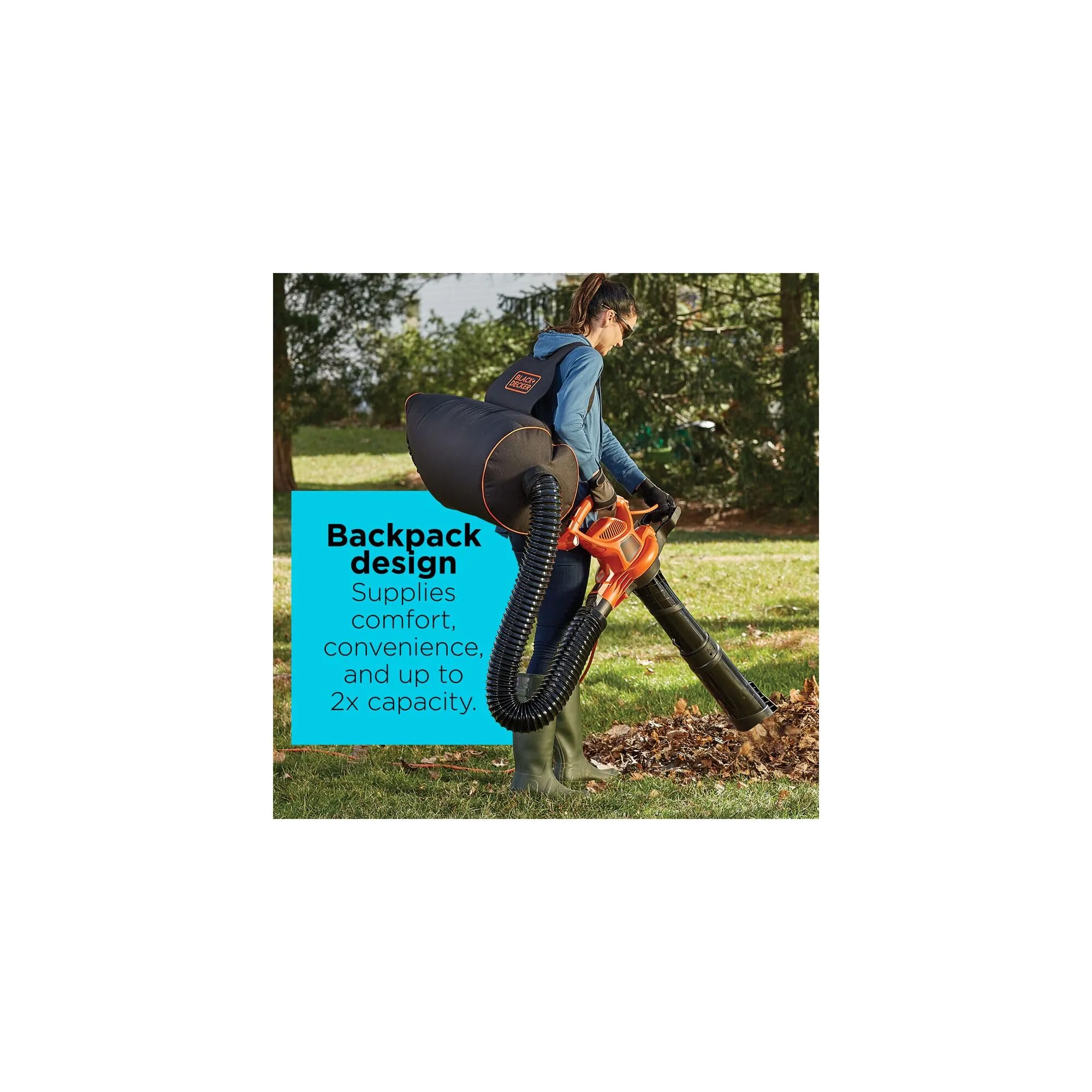 BLACK DECKER Electric Leaf Blower, Leaf Vacuum and Mulcher 3 in 1, 250 mph Airflow, 400 cfm Delivery Power, Reusable Bag Included, Corded (BEBL7000)