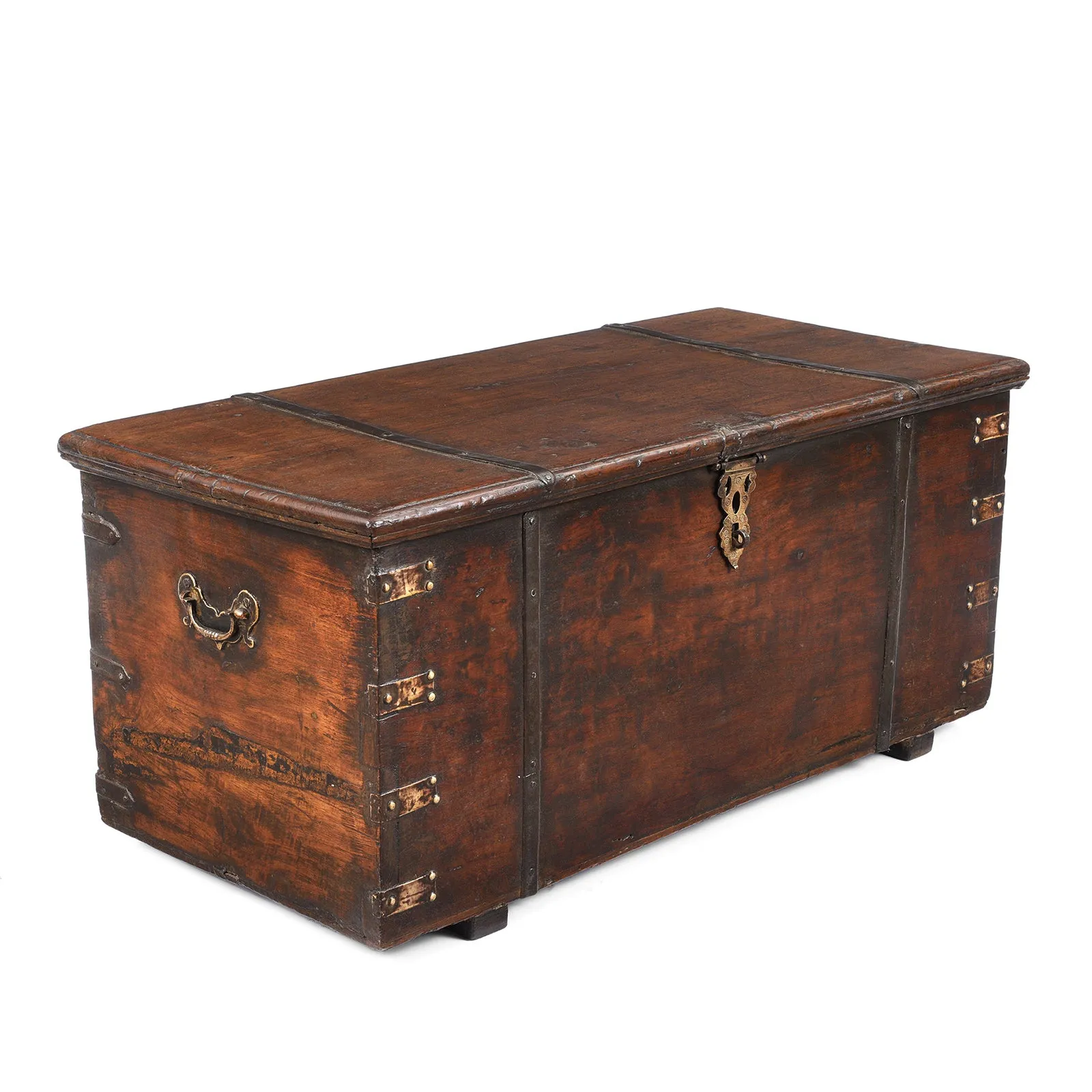 Brass Bound Teak Chest From Kutch - 19th Century