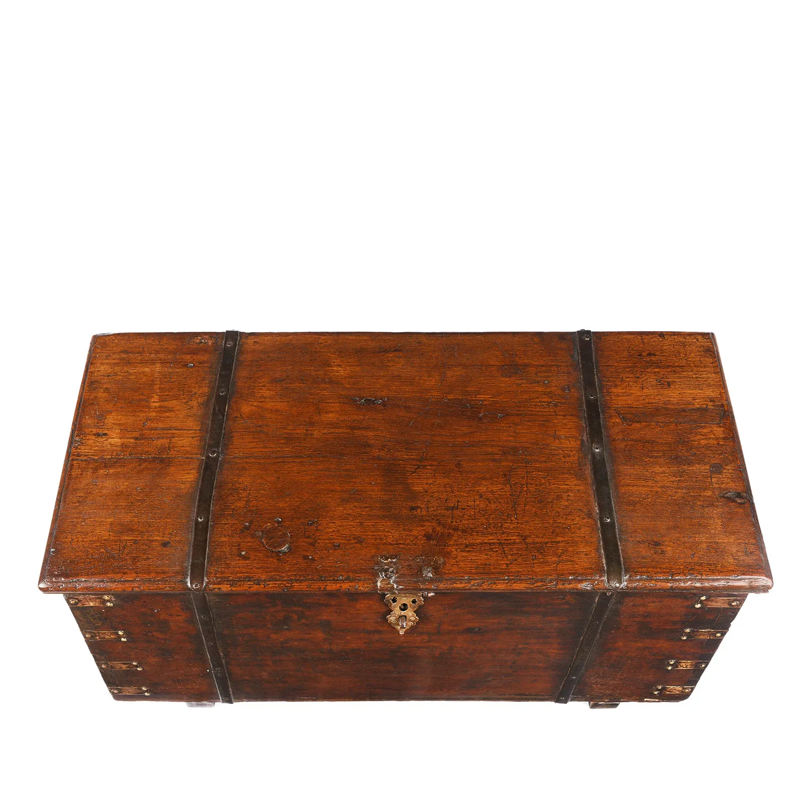 Brass Bound Teak Chest From Kutch - 19th Century