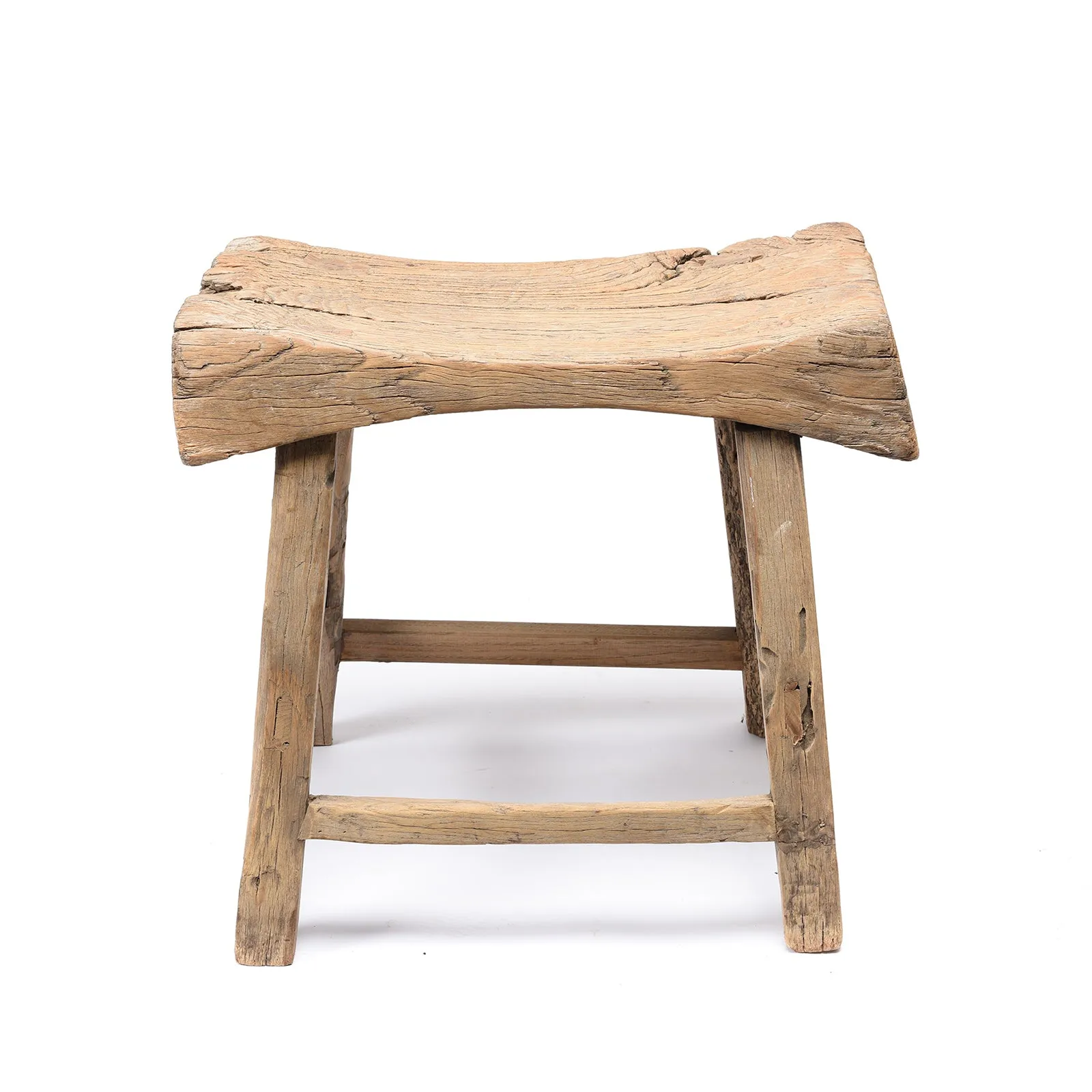 Chinese Elm Saddle Stool From Shanxi - 19thC
