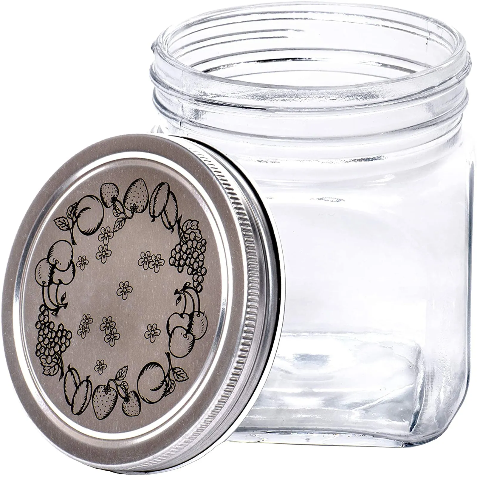 Classic Food Saver, Square Glass Storage Container Jar with Metal Lid - 33.75 Ounces