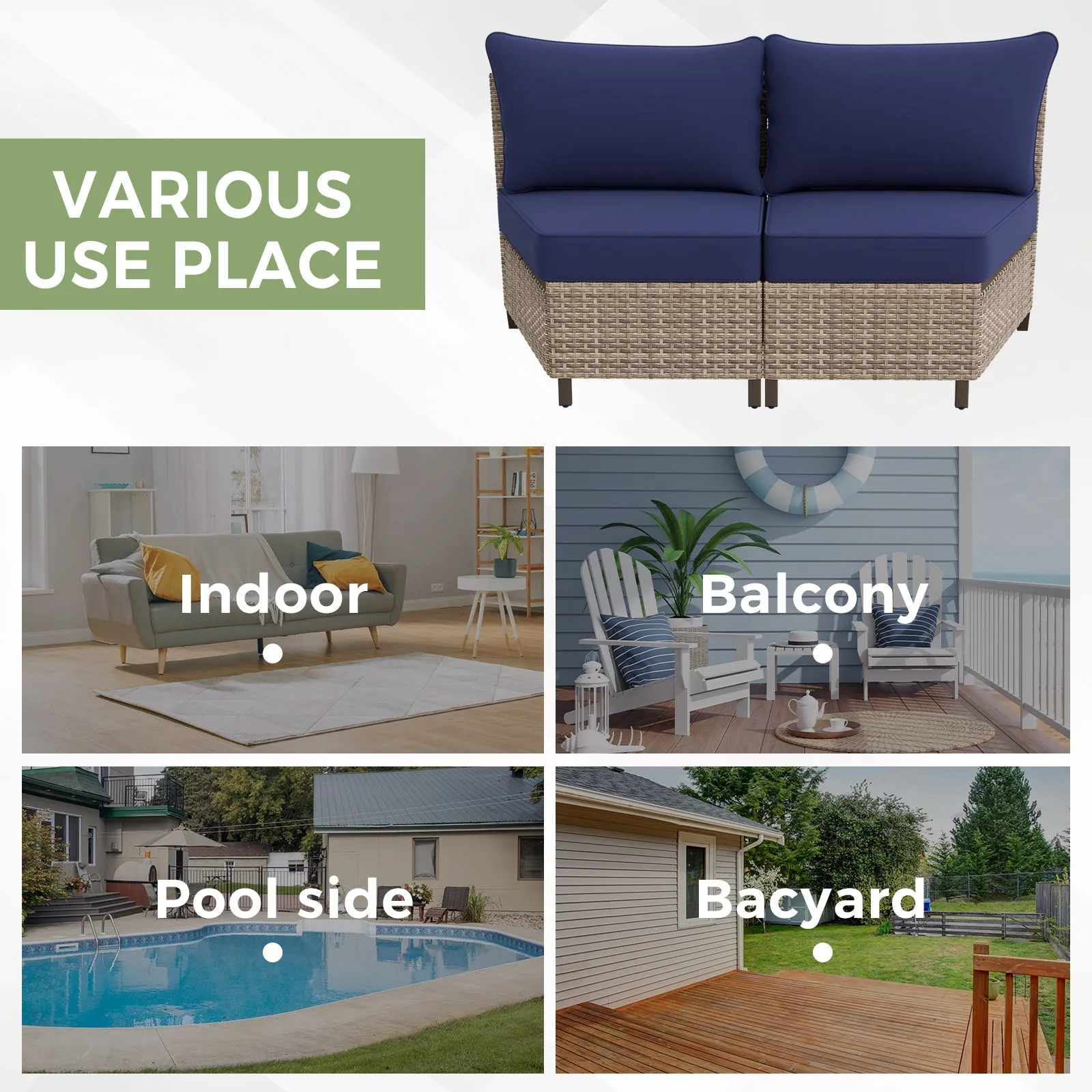 Coastal Vista Curved Outdoor Wicker Sofa Seats 2