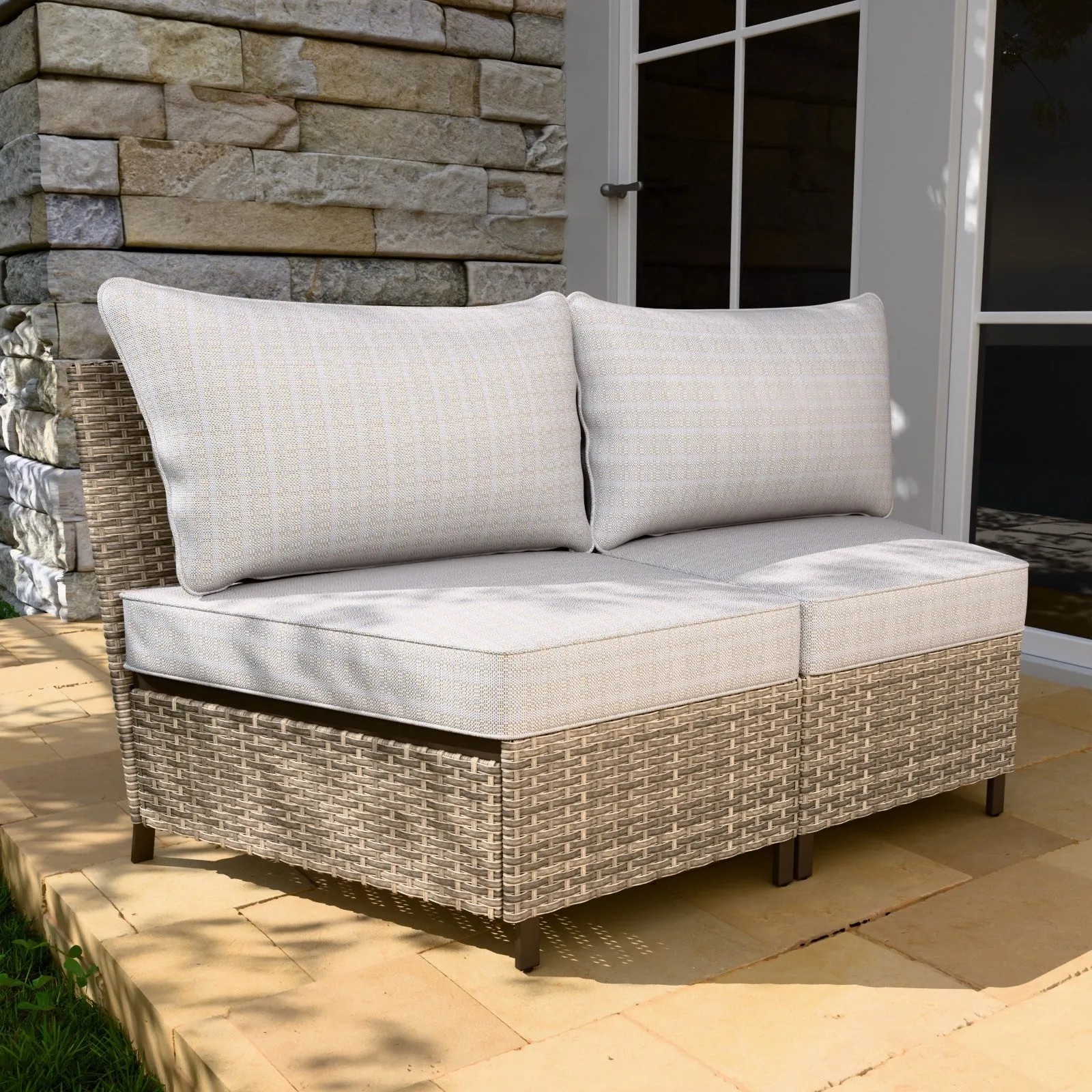 Coastal Vista Curved Outdoor Wicker Sofa Seats 2