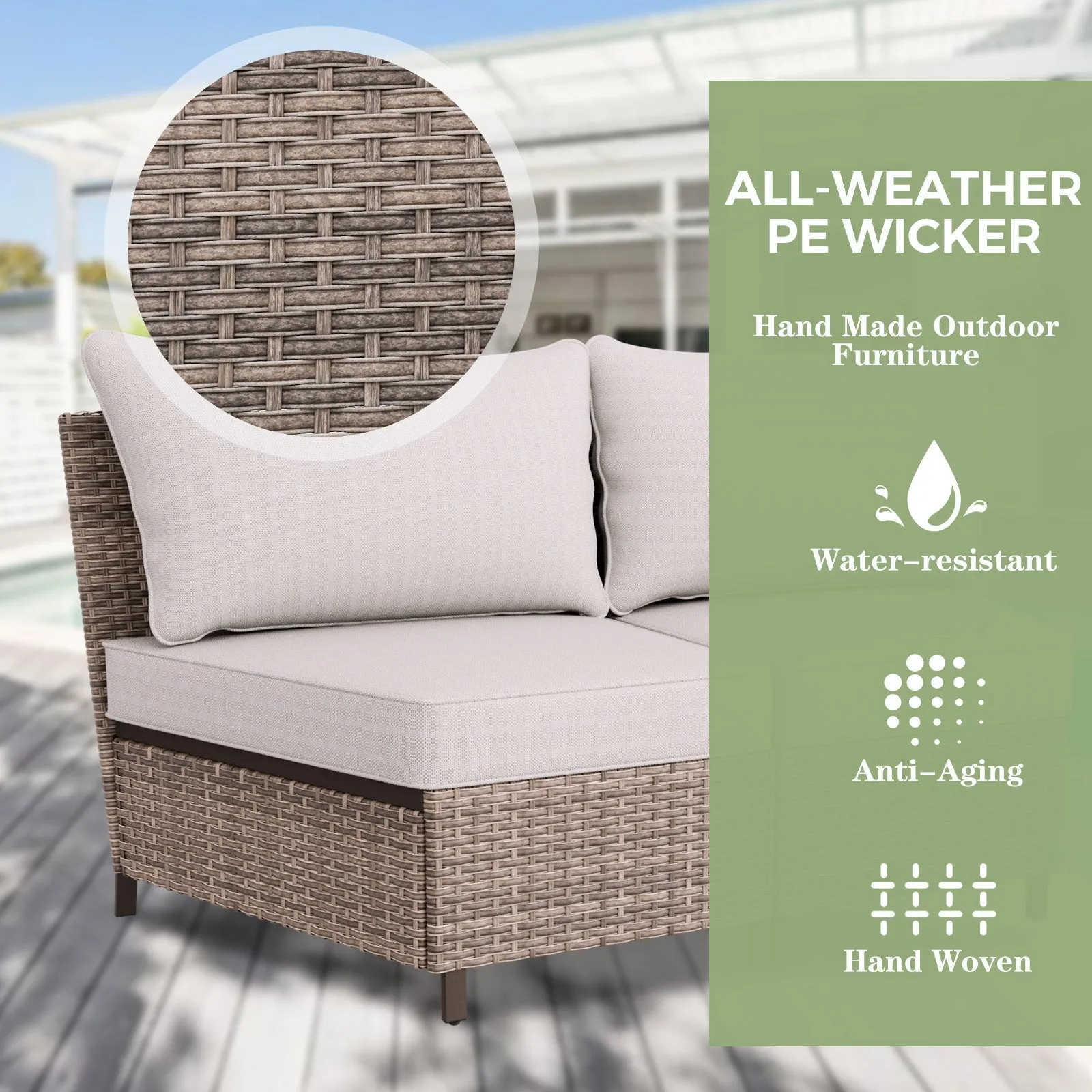 Coastal Vista Curved Outdoor Wicker Sofa Seats 2