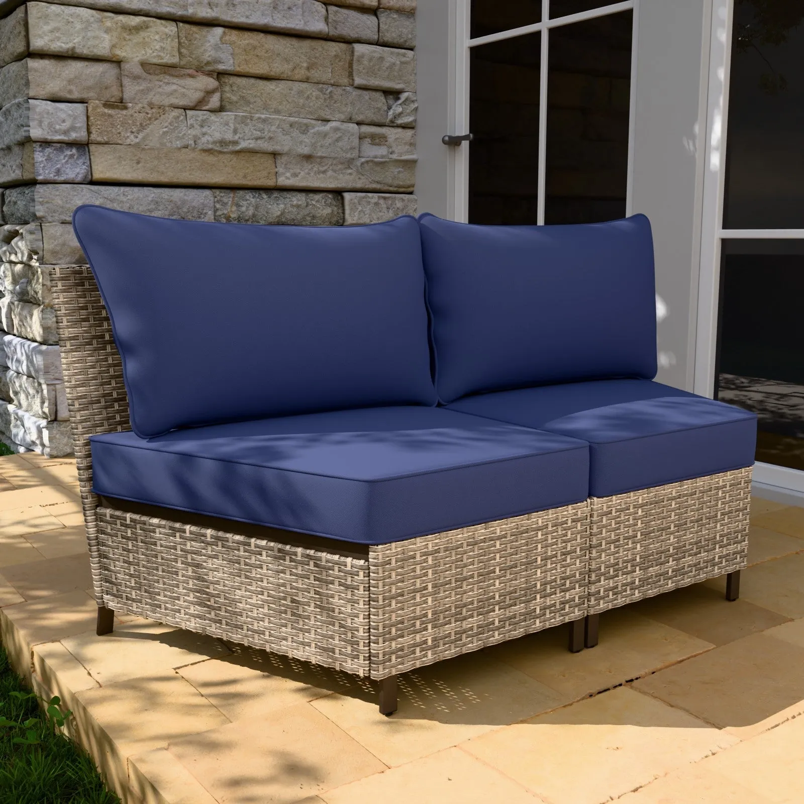 Coastal Vista Curved Outdoor Wicker Sofa Seats 2