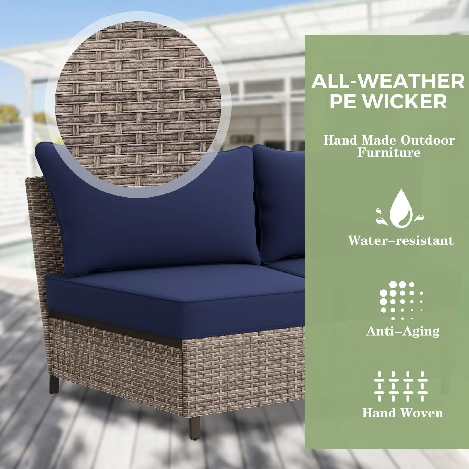 Coastal Vista Curved Outdoor Wicker Sofa, Seats 3