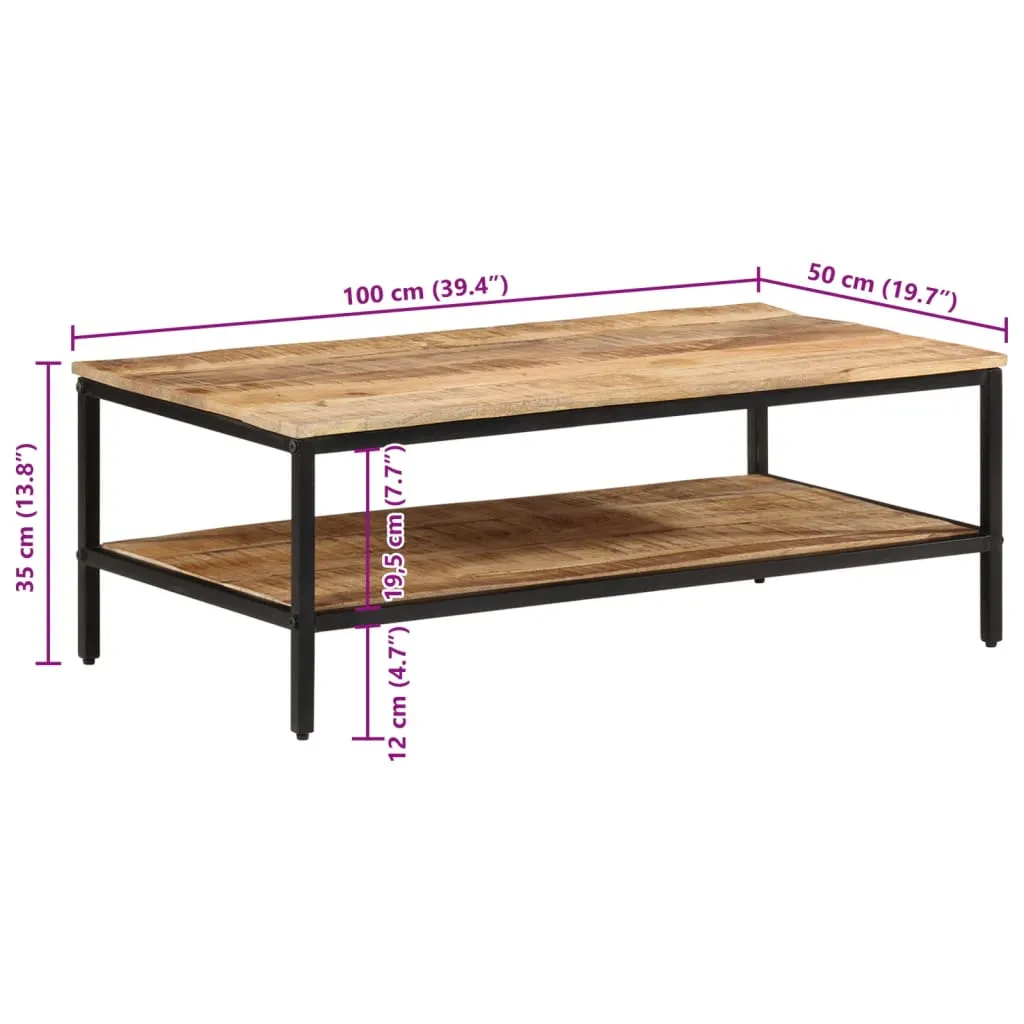 Coffee Table 100x50x35 cm Solid Rough Wood Mango