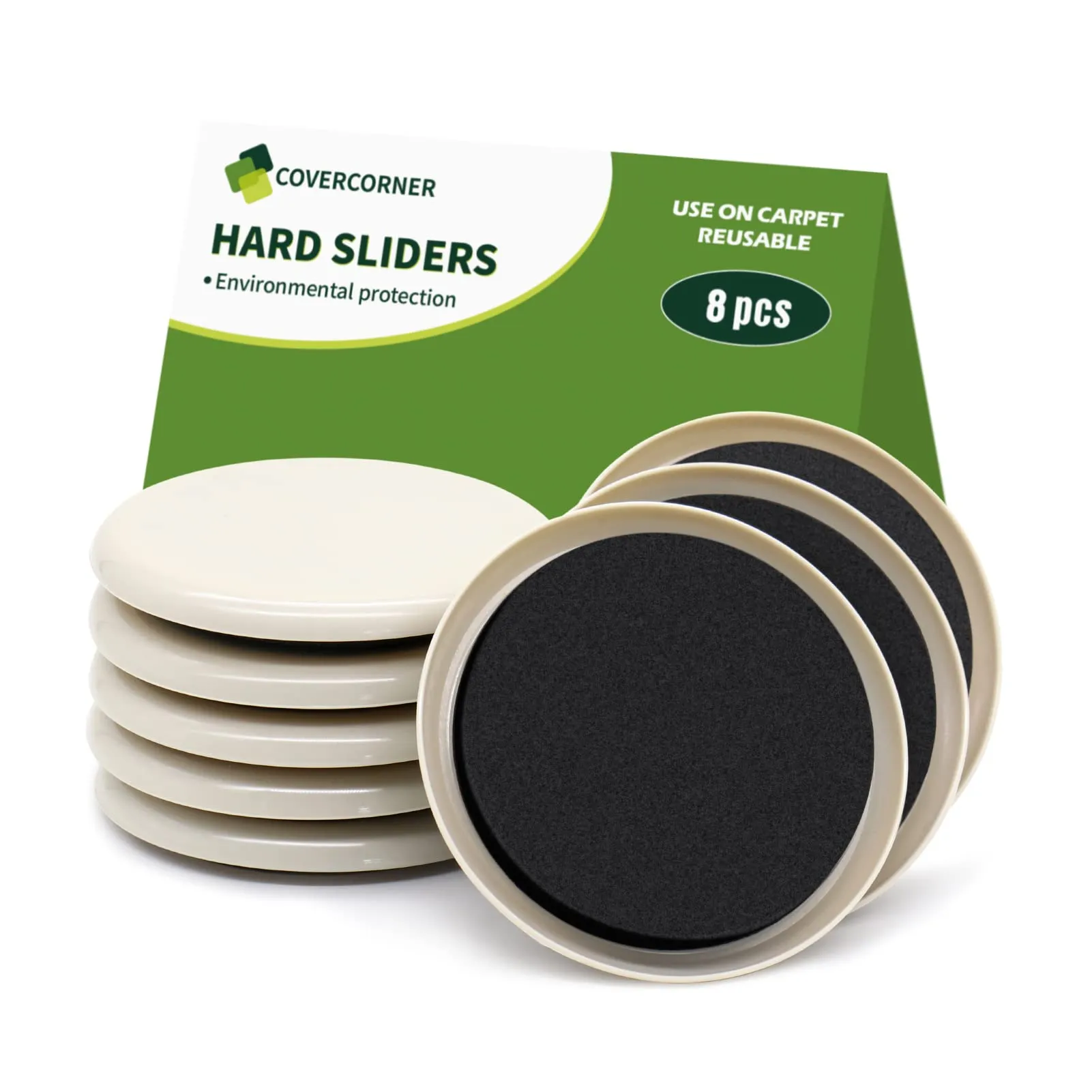 COVERCORNER Furniture Sliders for Carpet 8 PCS - 3 1/2 inch Furniture Moving Slider Chair Legs Floors Protectors Move Your Furniture Easy & Safely(for Carpet)