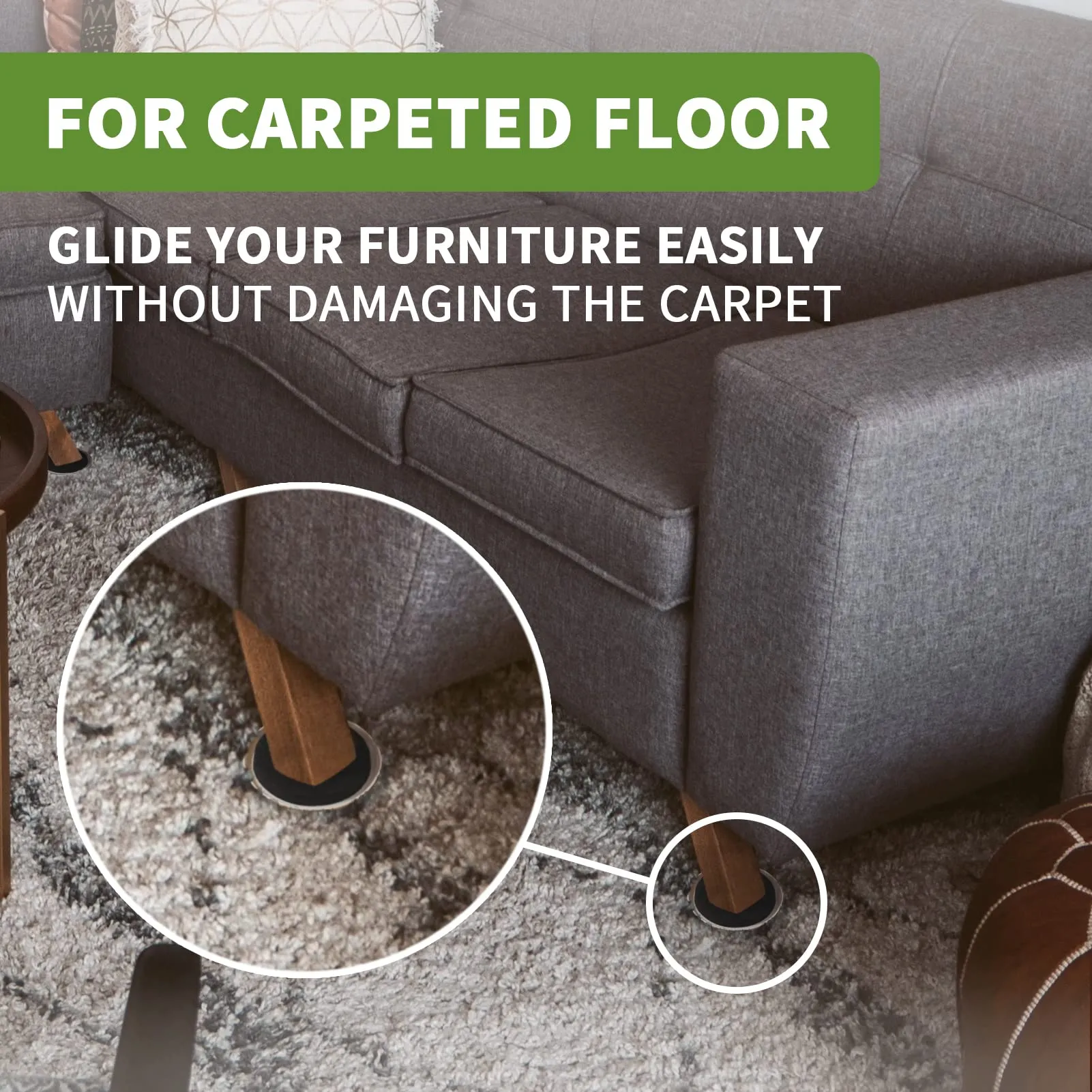 COVERCORNER Furniture Sliders for Carpet 8 PCS - 3 1/2 inch Furniture Moving Slider Chair Legs Floors Protectors Move Your Furniture Easy & Safely(for Carpet)