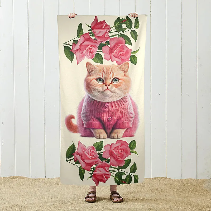 Cute Cat Beach Towel 31"x71"