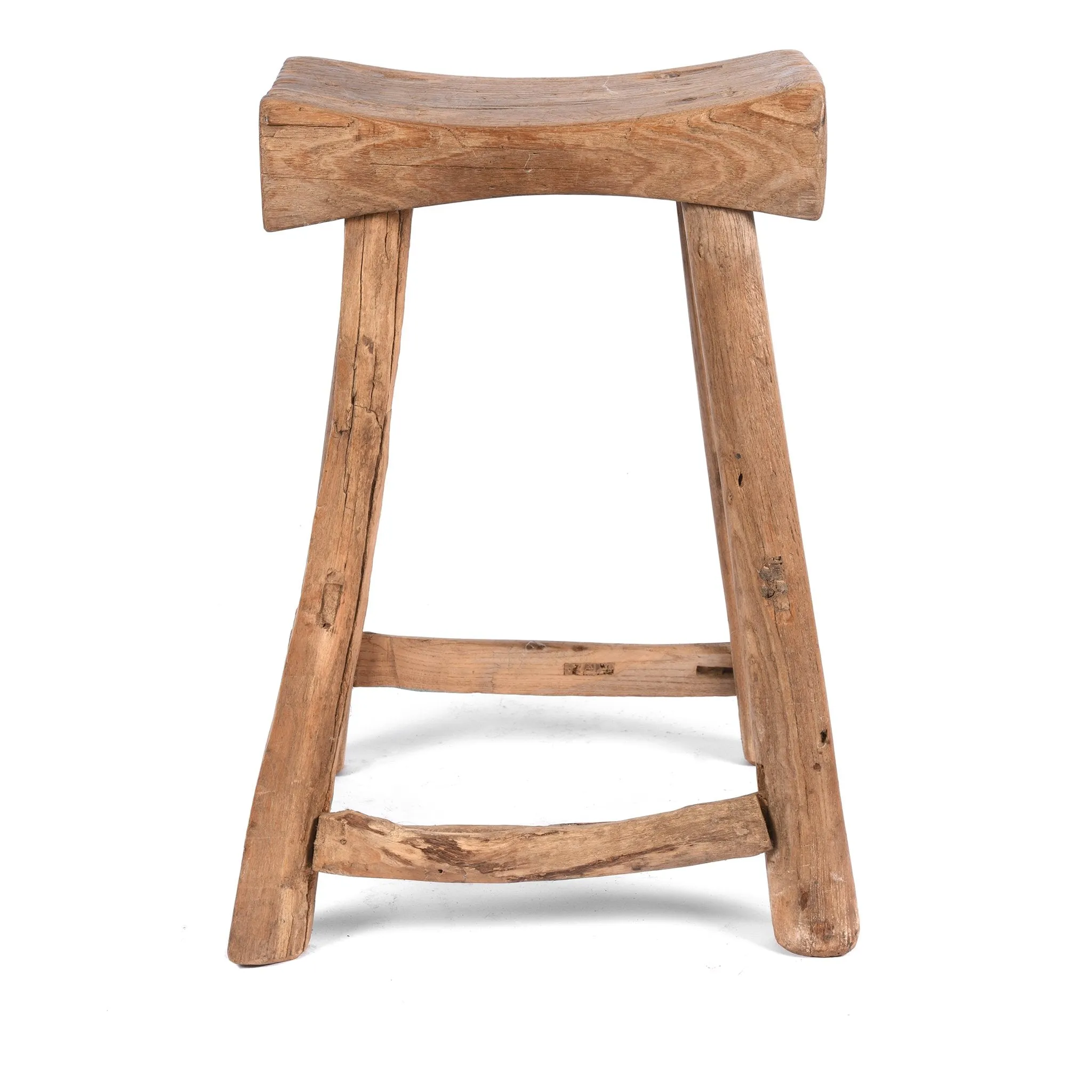 Elm Saddle Stool From Shanxi - 19thC