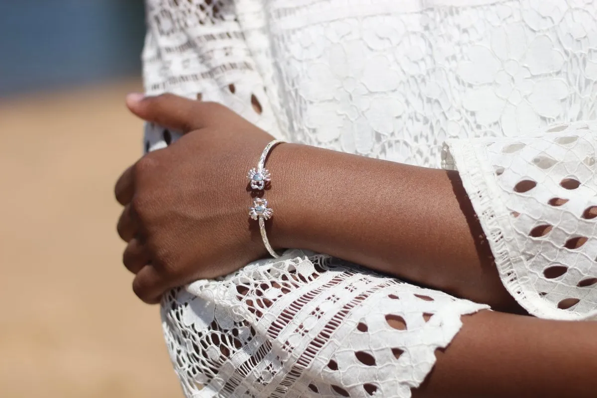Extra Light  Bangle with Crab Cancer Zodiac and Calypso Pattern