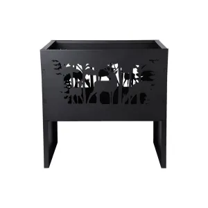 Fancy Flame Rectangle Deer Fire Basket