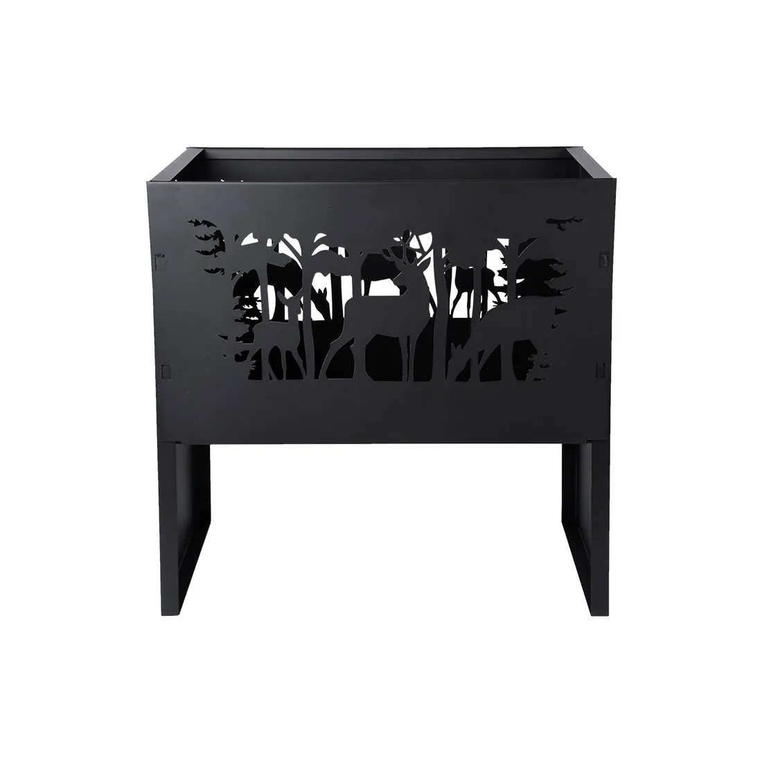 Fancy Flame Rectangle Deer Fire Basket