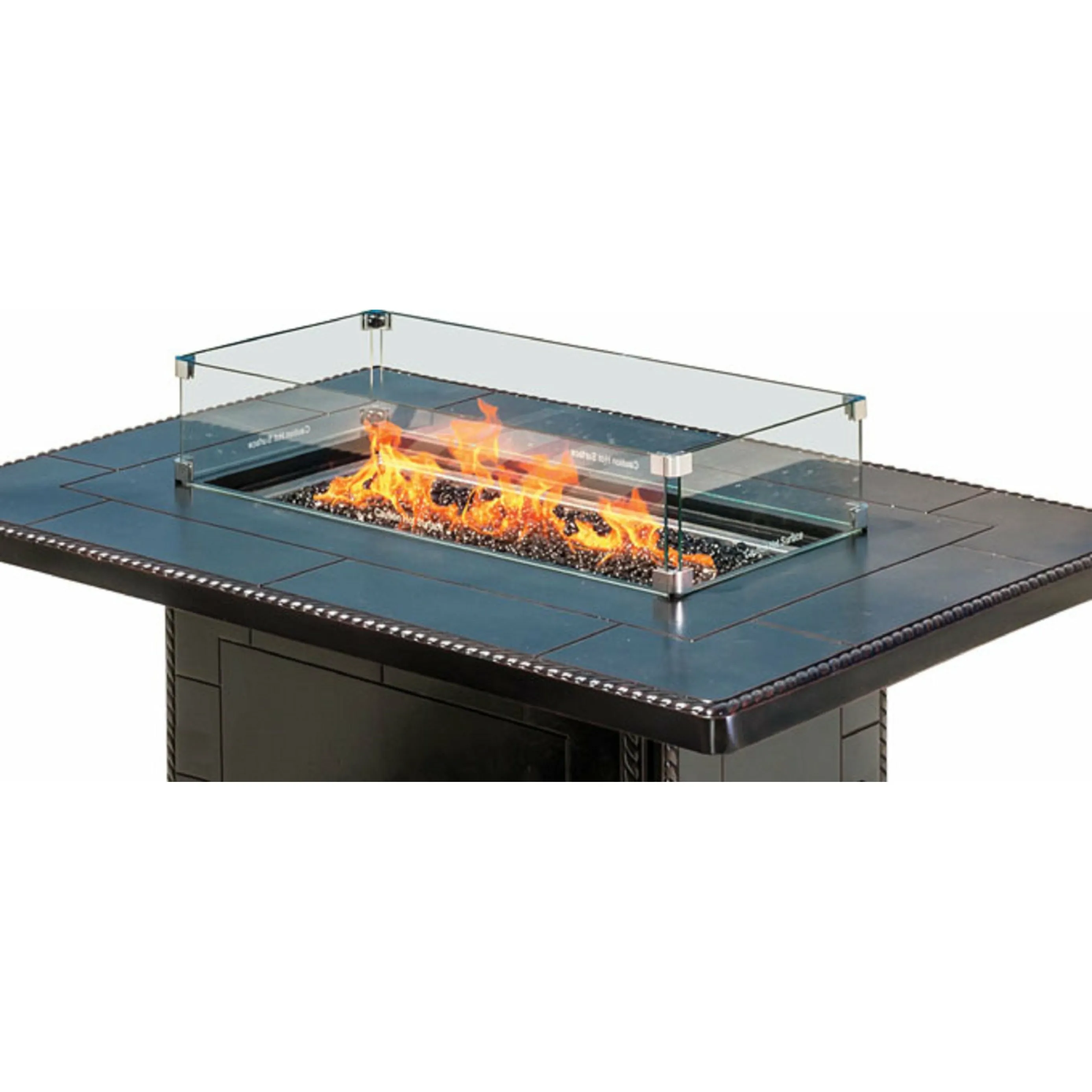 Fire Pit Rectangular Glass Wind Screen