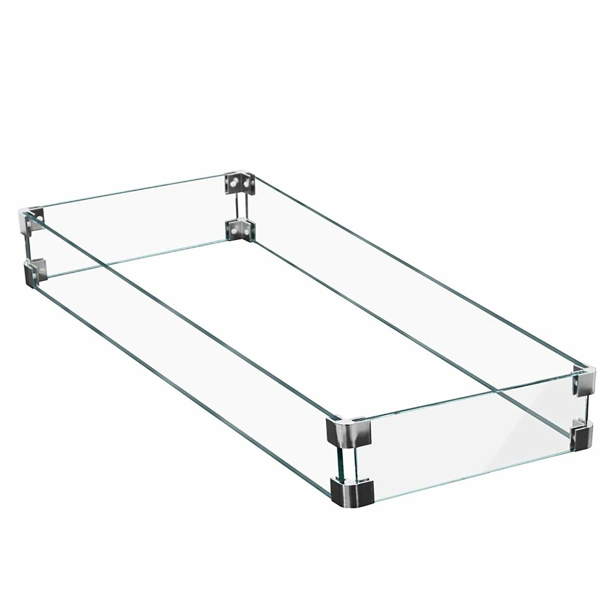 Fire Pit Rectangular Glass Wind Screen