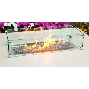 Fire Pit Rectangular Glass Wind Screen