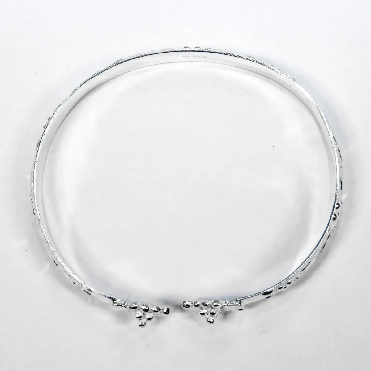 Flat  Bangle Extra Wide Grape Vine Pattern Grape Heads