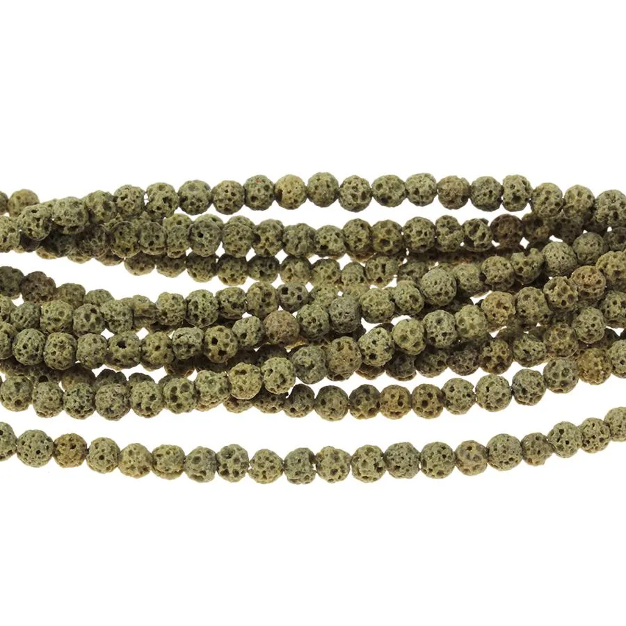 Gold (dyed) Lava 4-4.5mm Round 15-16 Inch - CLEARANCE