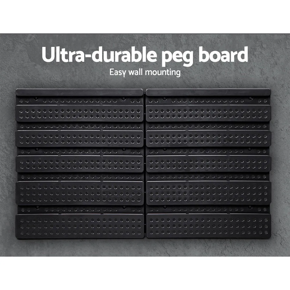 Heavy Duty 60 Bin Wall Mounted Rack with Peg Board - Giantz