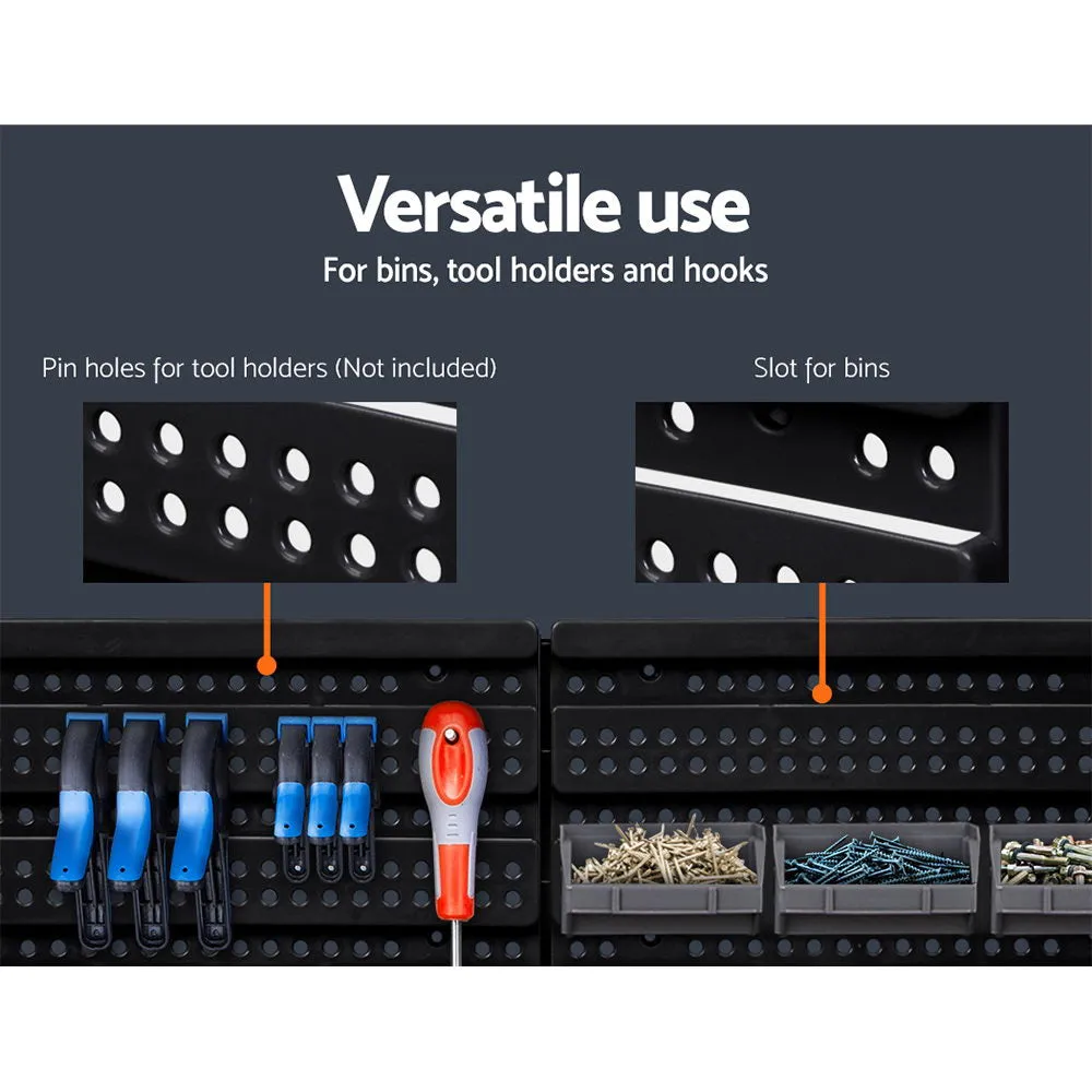 Heavy Duty 60 Bin Wall Mounted Rack with Peg Board - Giantz