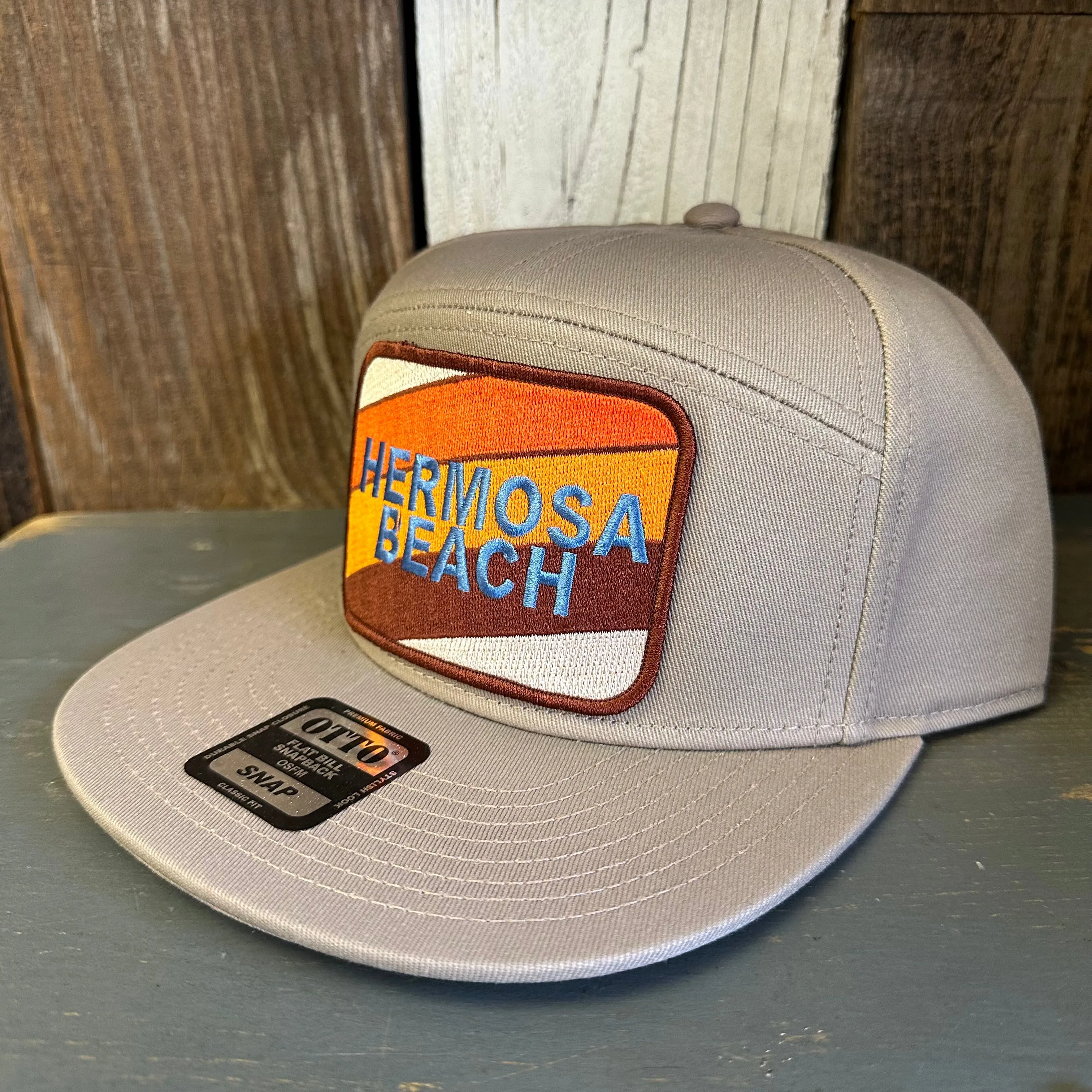 Hermosa Beach GOLF CARTS & YOGA PANTS 7 Panel Snapback Hat - Khaki