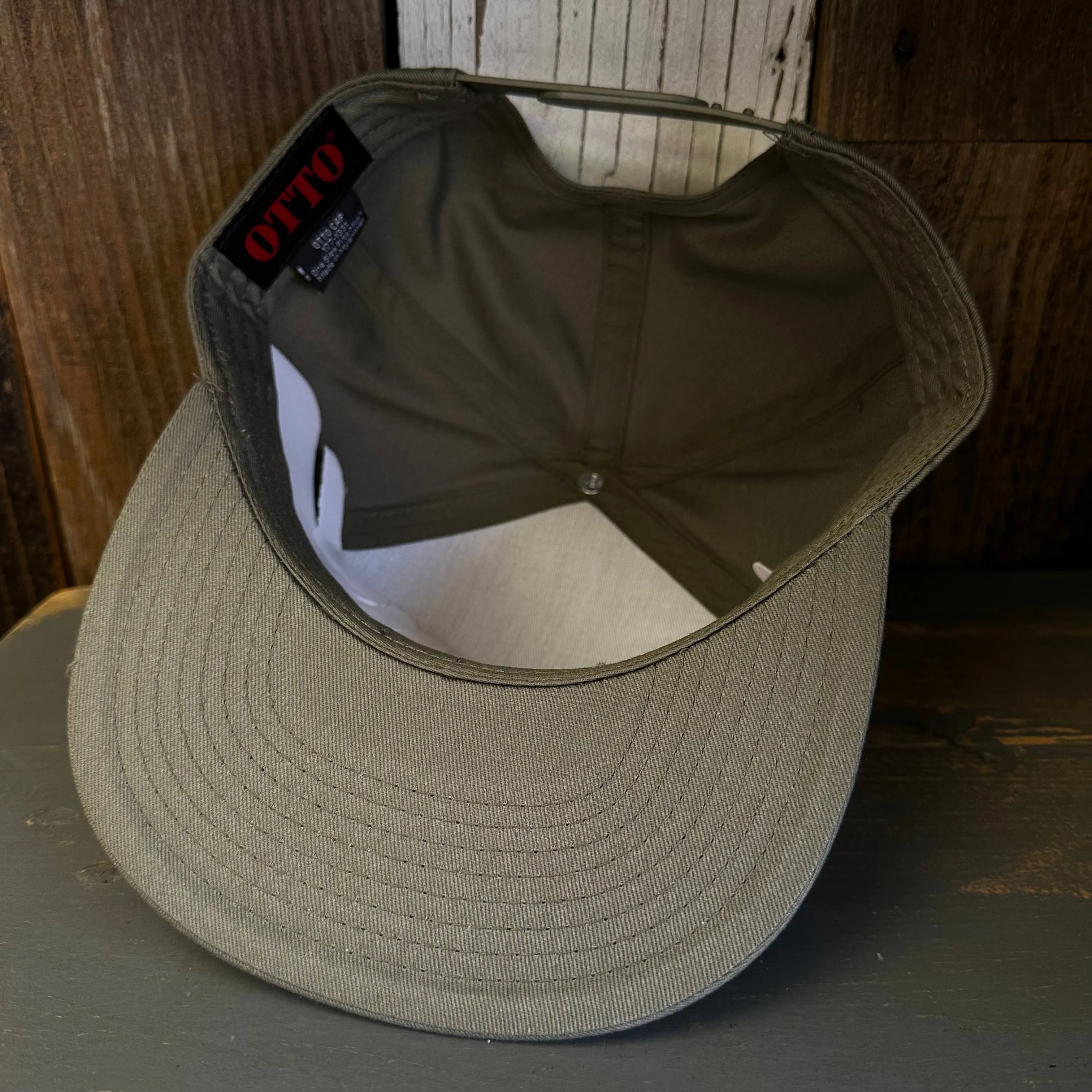 Hermosa Beach GOLF CARTS & YOGA PANTS 7 Panel Snapback Hat - Olive Green