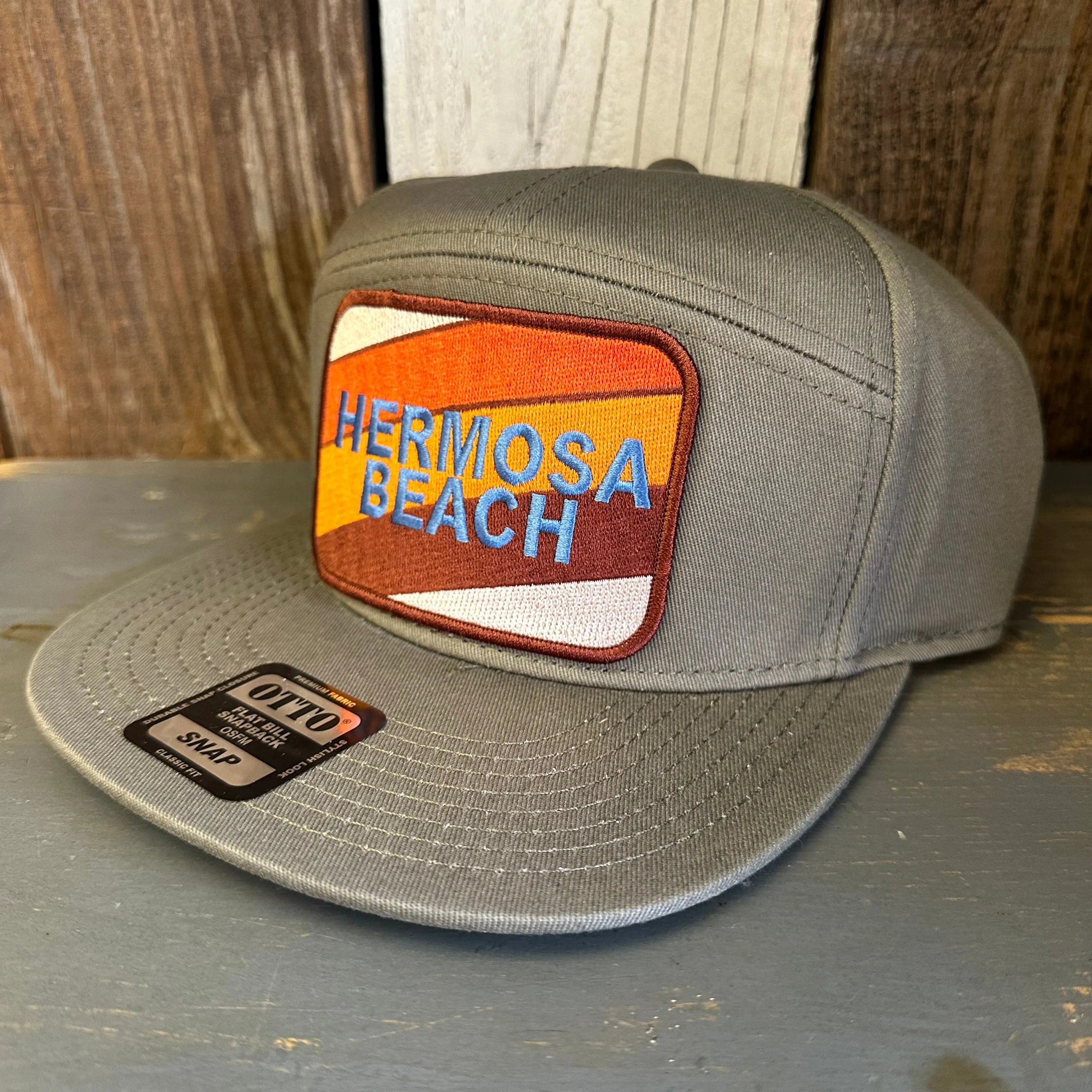 Hermosa Beach GOLF CARTS & YOGA PANTS 7 Panel Snapback Hat - Olive Green
