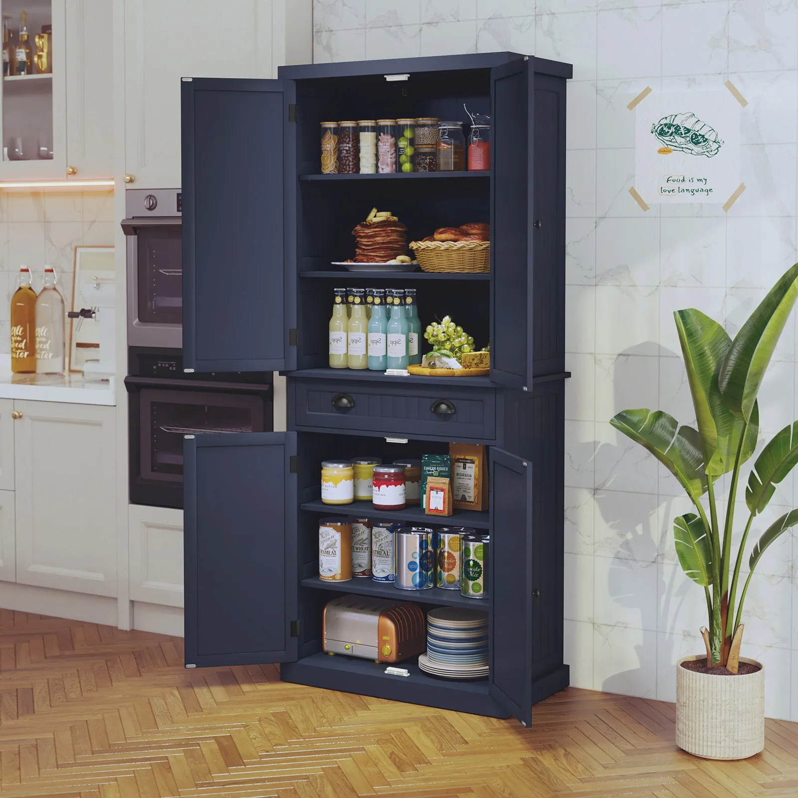 HLR Pink Versatile Kitchen Pantry Cabinet with Drawer & Adjustable Shelves, Storage for Kitchen, Bathroom & Hallway