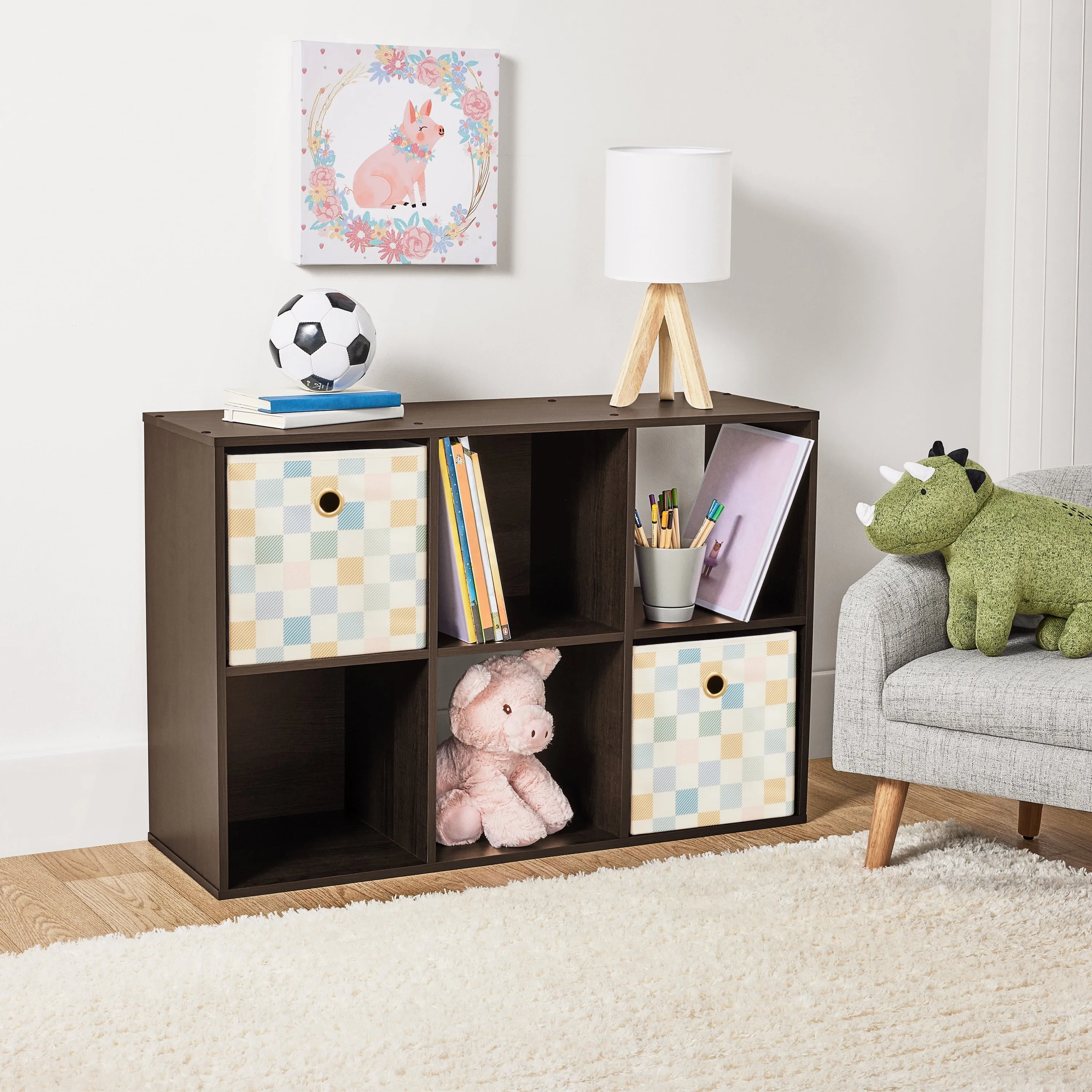 Mainstays 11" 6-Cube Storage Organizer, Espresso