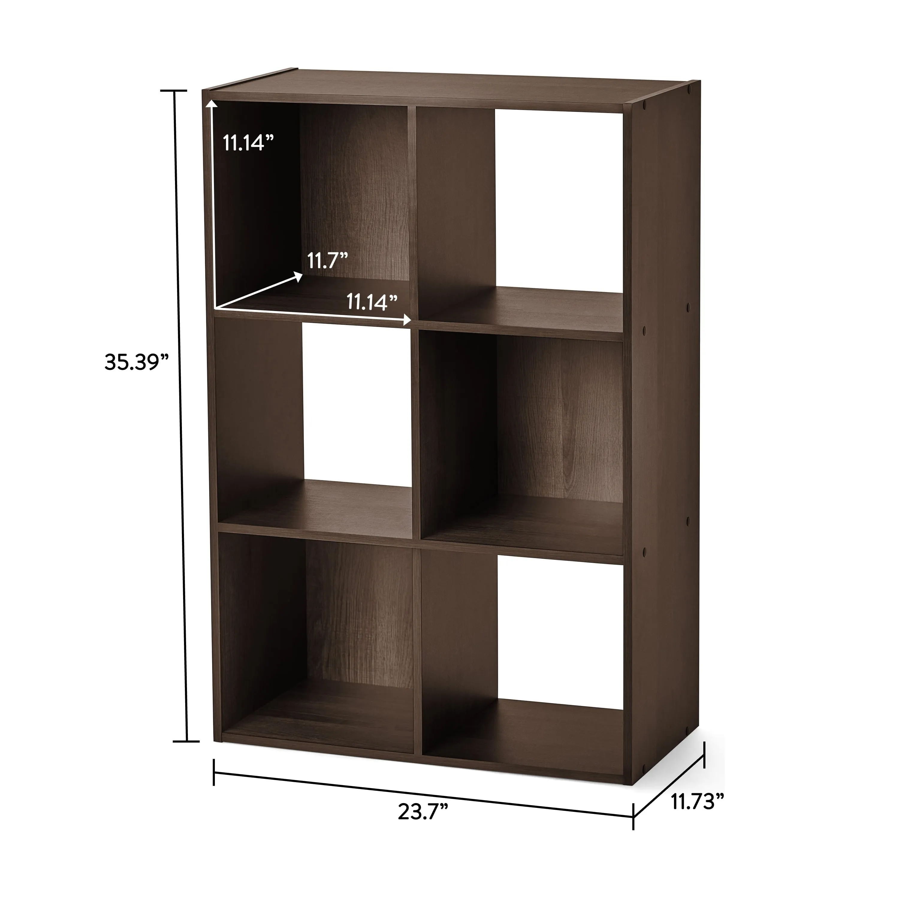 Mainstays 11" 6-Cube Storage Organizer, Espresso
