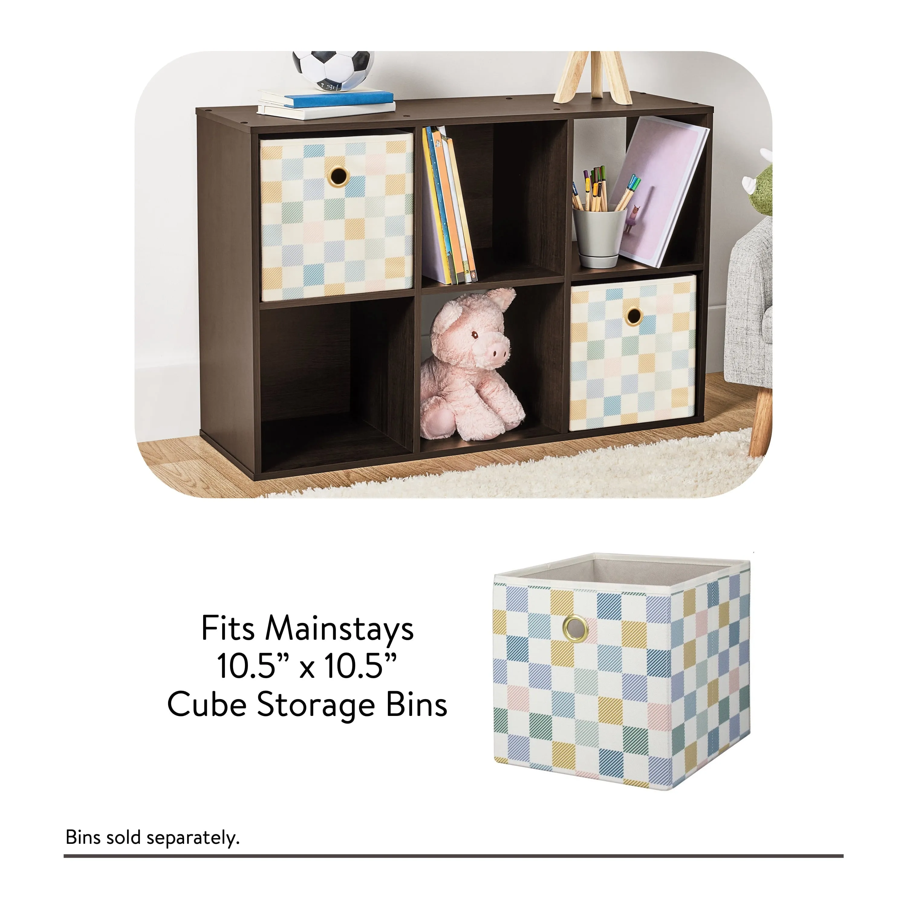 Mainstays 11" 6-Cube Storage Organizer, Espresso
