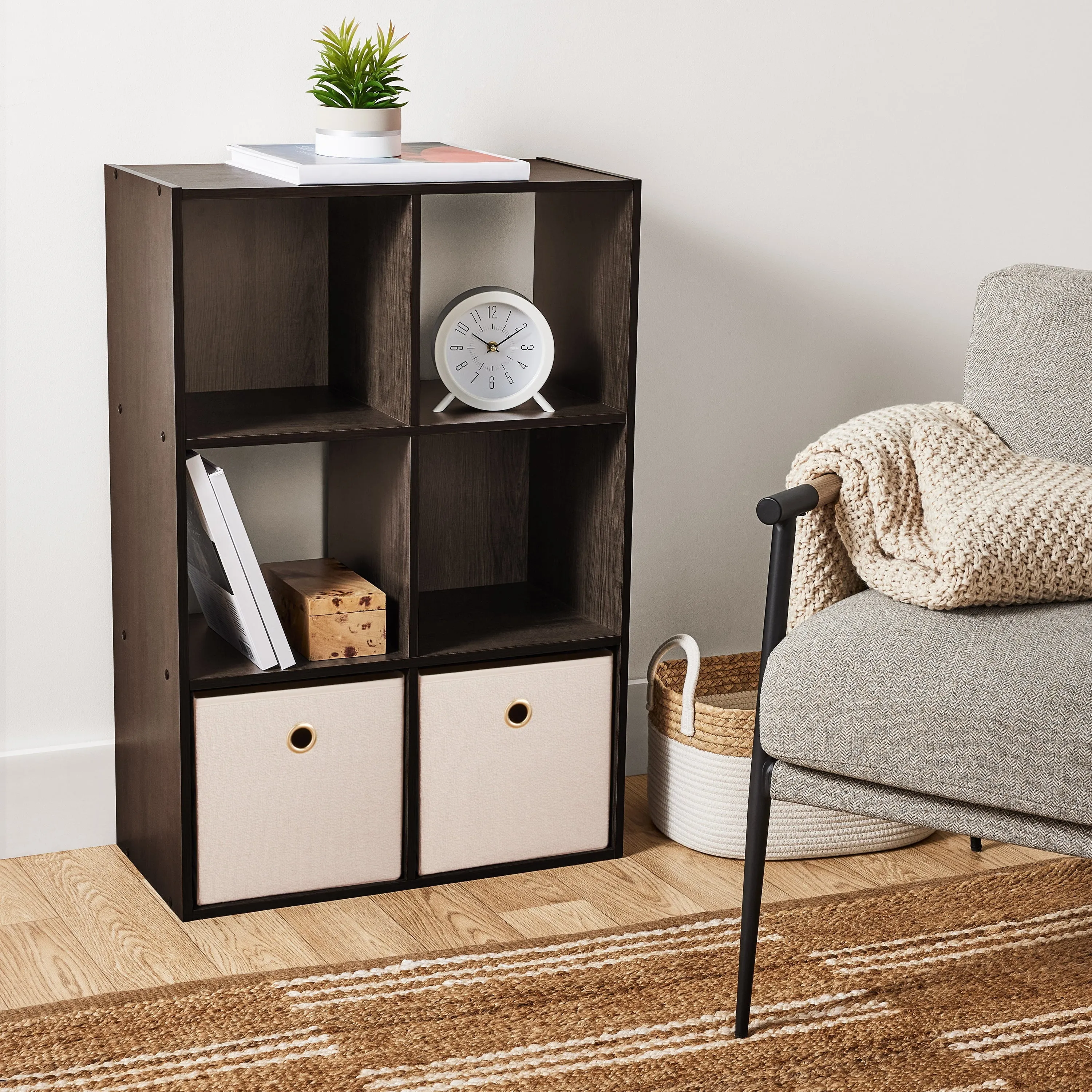Mainstays 11" 6-Cube Storage Organizer, Espresso