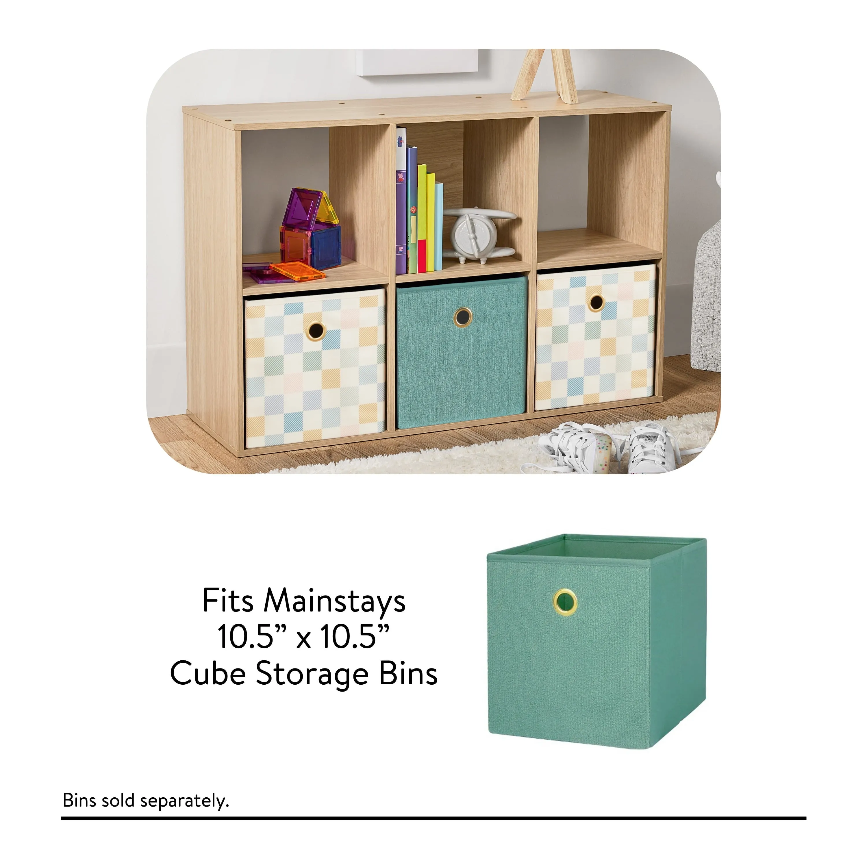 Mainstays 11" 6-Cube Storage Organizer, Spring Pine