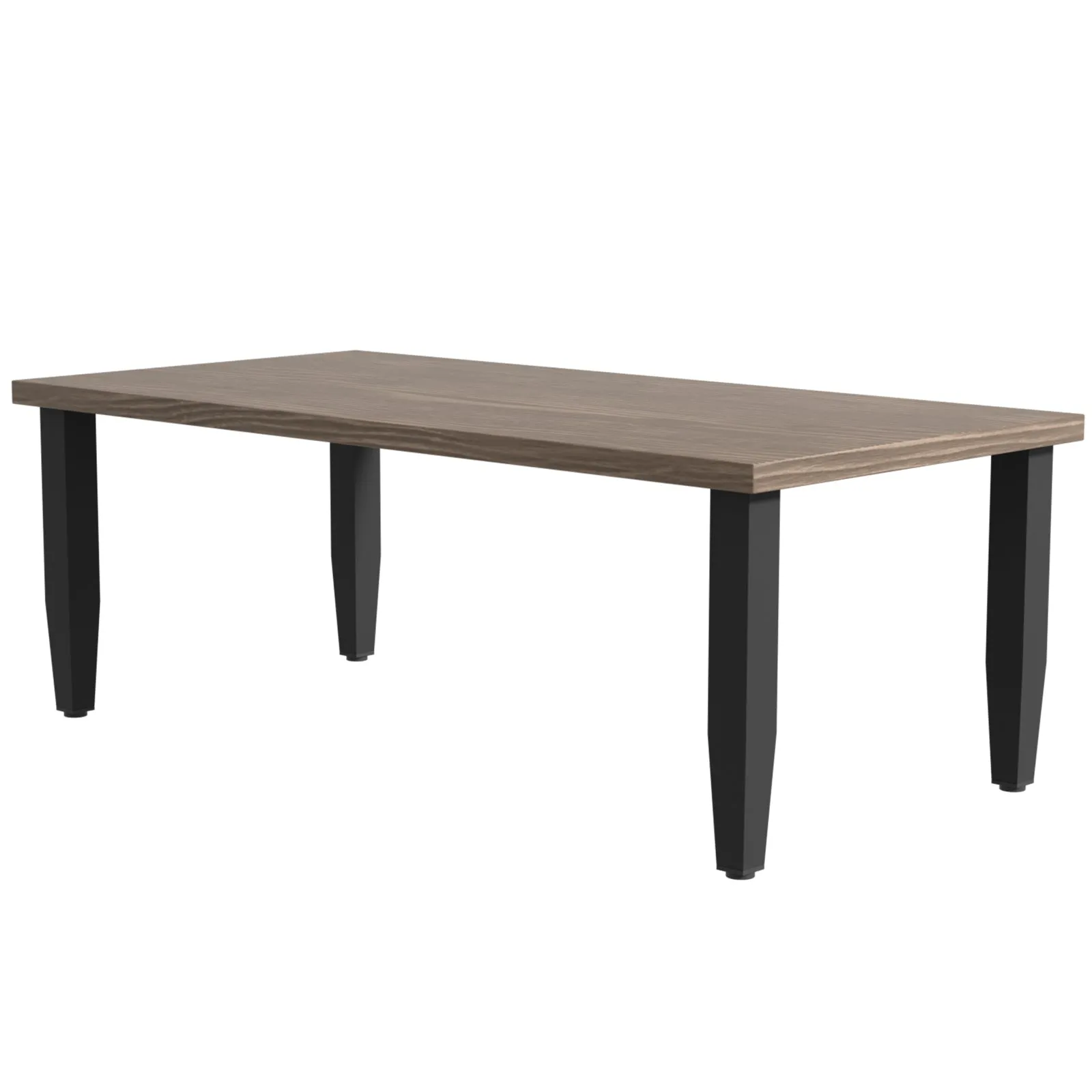 Modern Wicker Outdoor Modern Rectangle Small Patio Table, Wood Grain Top