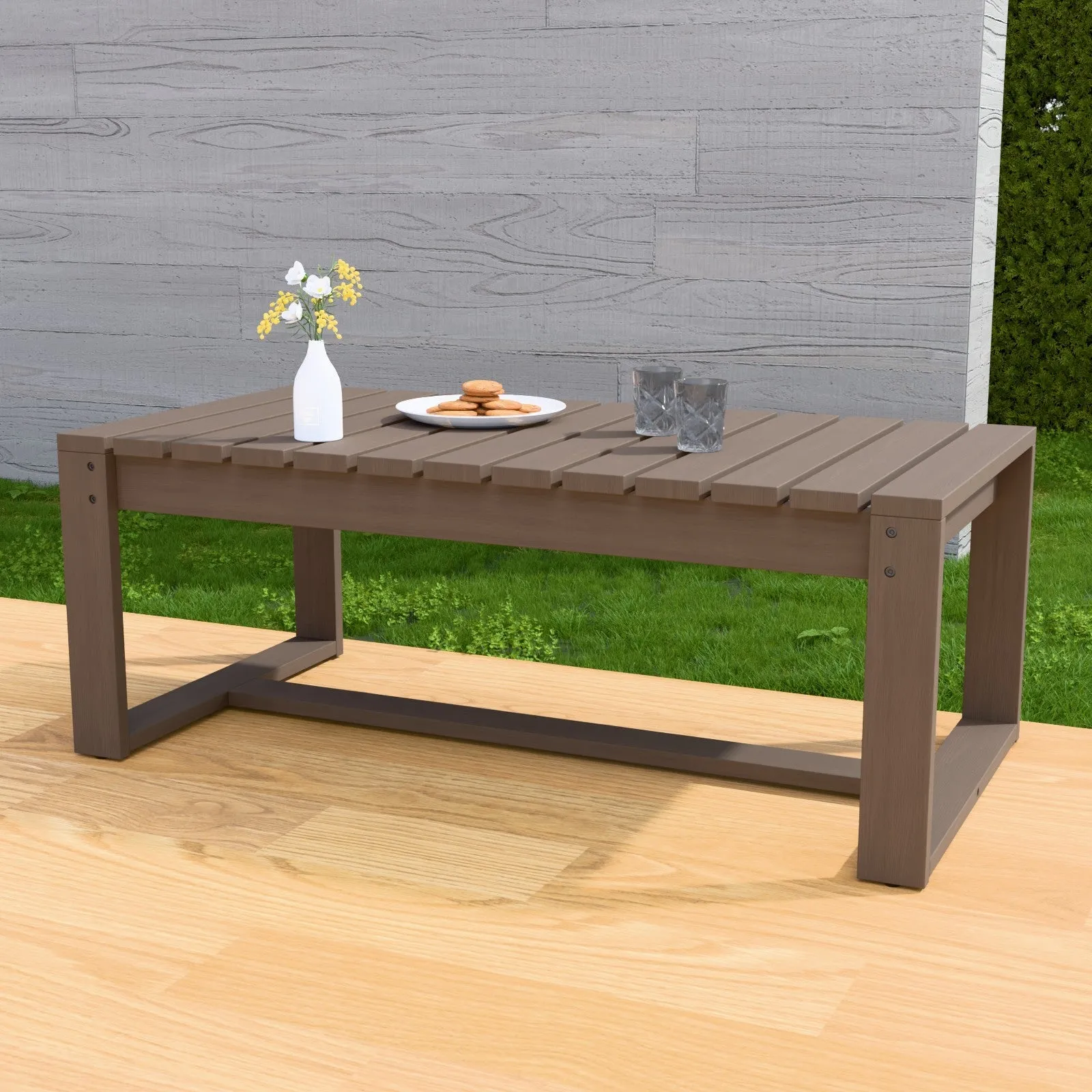 Natural Rectangular Coffee Cedar Wood Table
